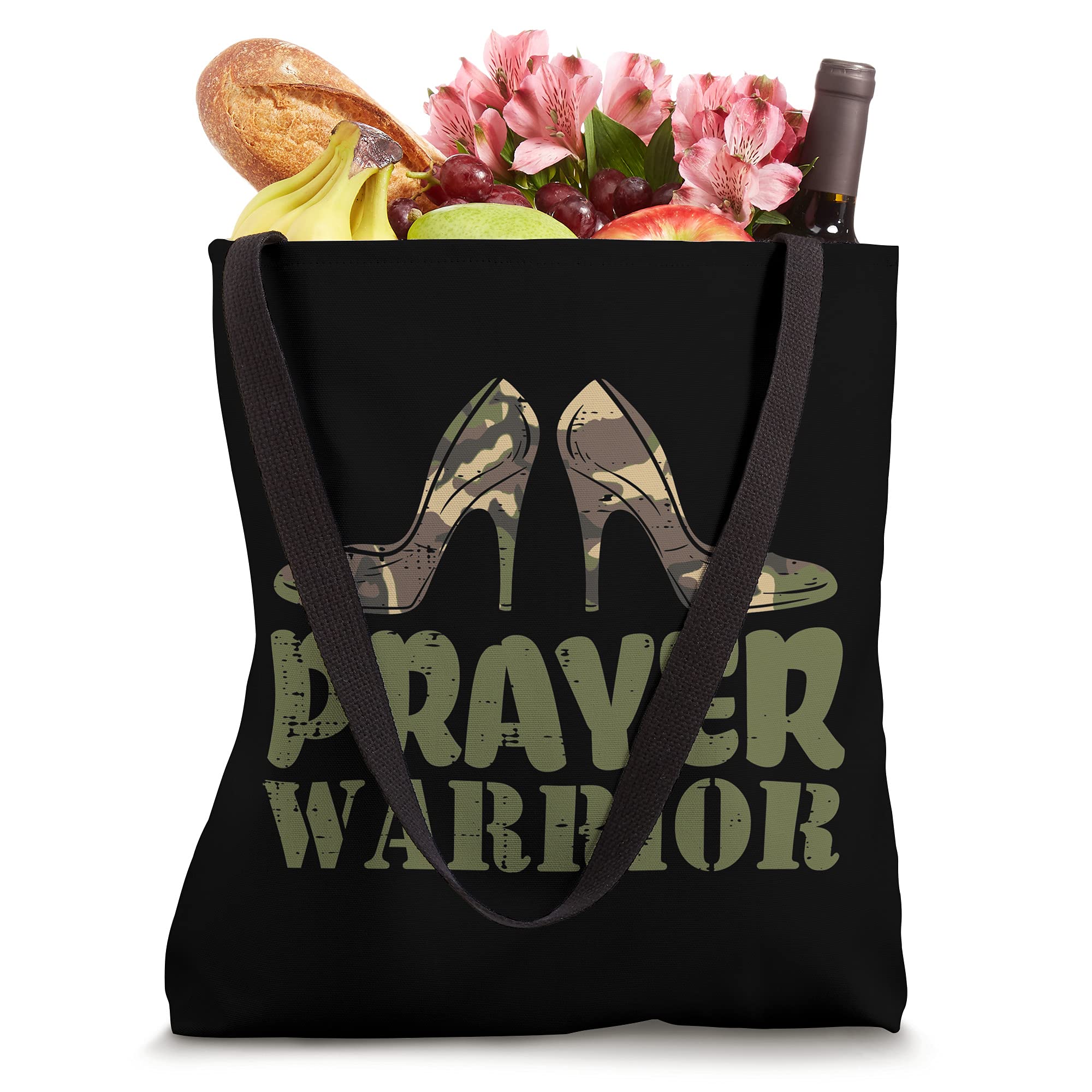 Christian Camo Heels Prayer Warrior Tote Bag for Women - Faith & Jesus Inspired Design - Perfect for Church, Bible Study & Daily Devotion
