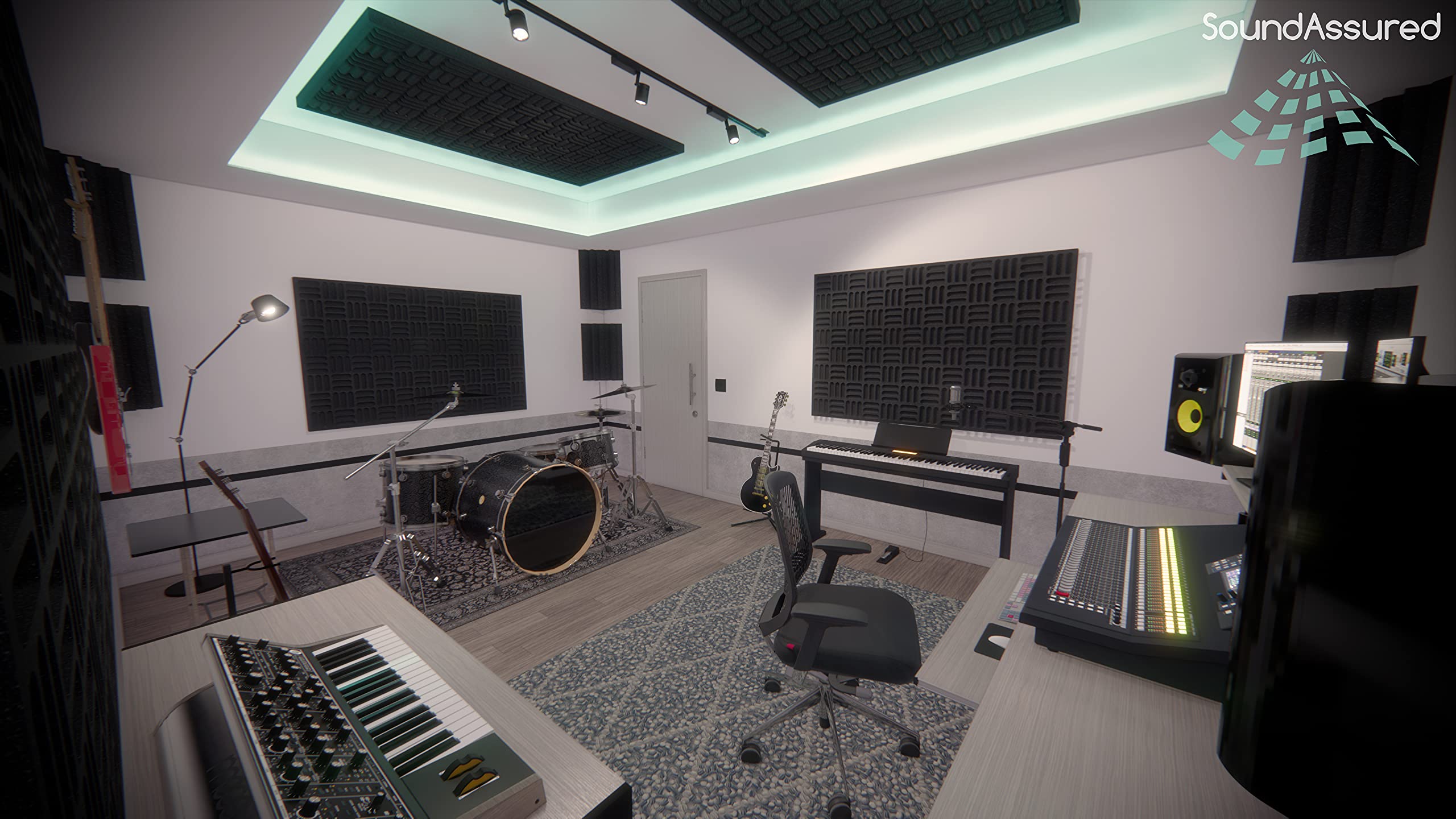 Soundproofing Acoustic Foam Wall Panels - Grid Style Sound Absorbing Foam Set for Noise Reduction & Echo Control (2-Pack) - Perfect for Home Studios, Podcast Rooms & Office Soundproofing