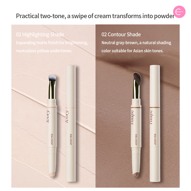 Joocyee Duo Contour & Highlighter Pens - Creamy Blendable Stick for Face Sculpting & Glow - Perfect for Everyday Makeup & Professional Contouring