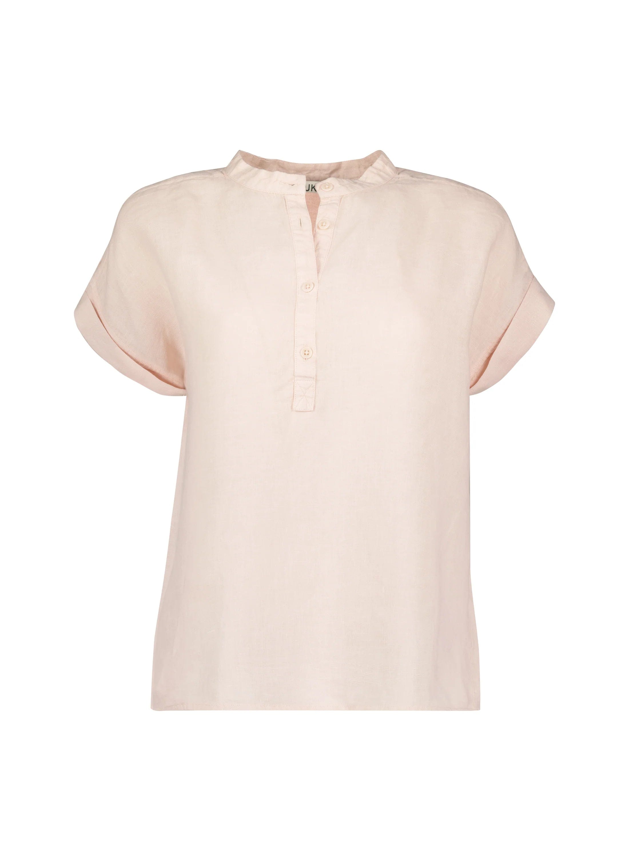 Alexa Linen Shirt Women's Casual Blouse - Soft Powder Pink Button Down Top for Summer, Office & Vacation Wear