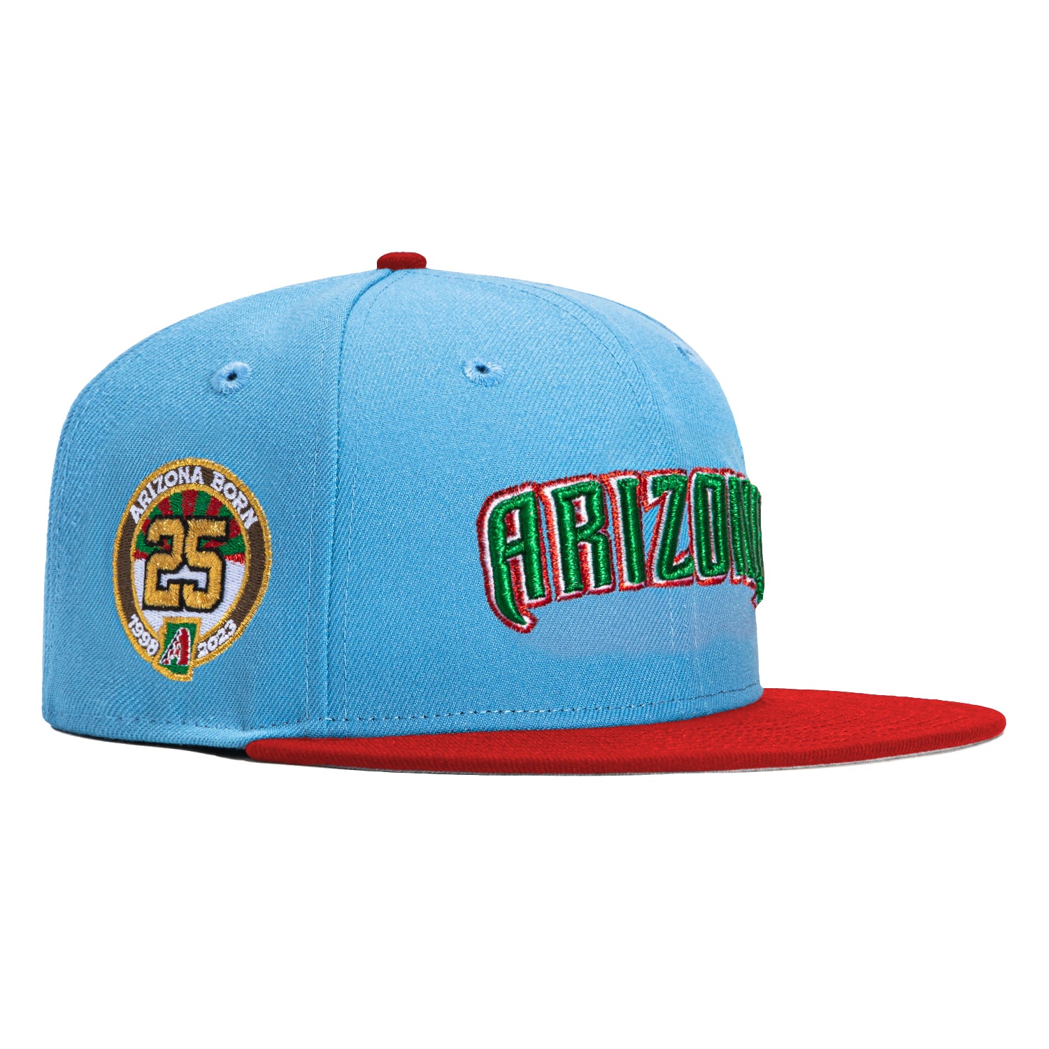 New Era 59Fifty Arizona Diamondbacks 25th Anniversary Patch Snapback Hat - Light Blue & Red | MLB Baseball Cap for Fans & Collectors | Perfect for Games, Tailgating & Streetwear Fashion