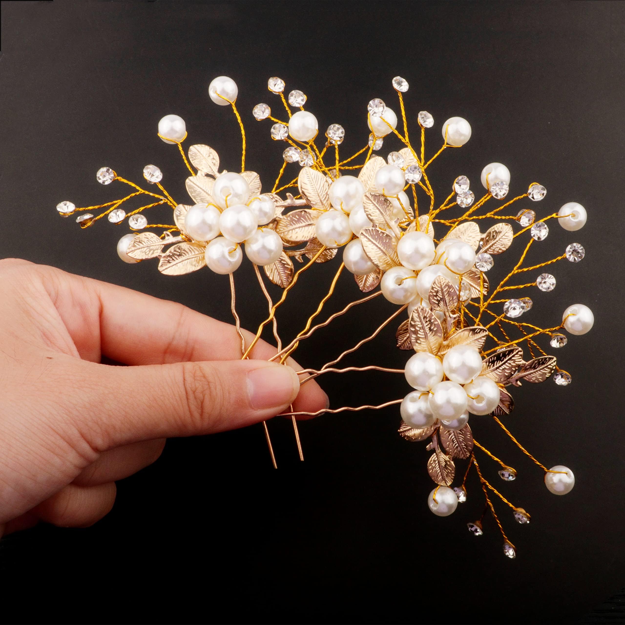 4 Pcs Bridal Pearl Hair Pins - Elegant Wedding Hair Accessories for Women & Girls - Perfect for Bridal Showers, Weddings, and Special Occasions