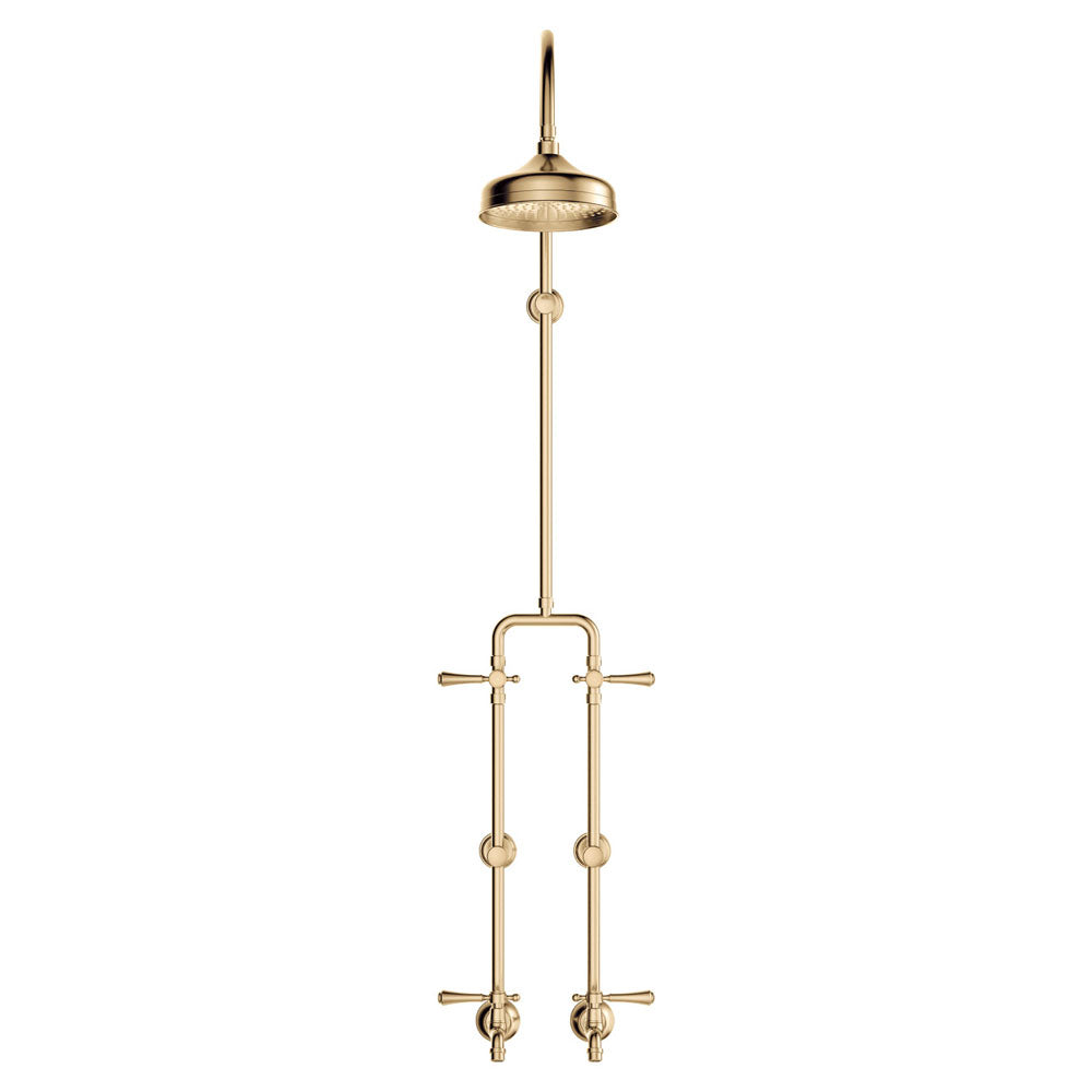 Fienza 455123UU Lillian Lever Exposed Rail Shower & Bath Faucet Set in Urban Brass Finish - Modern Bathroom Fixture for Spa-Like Experience