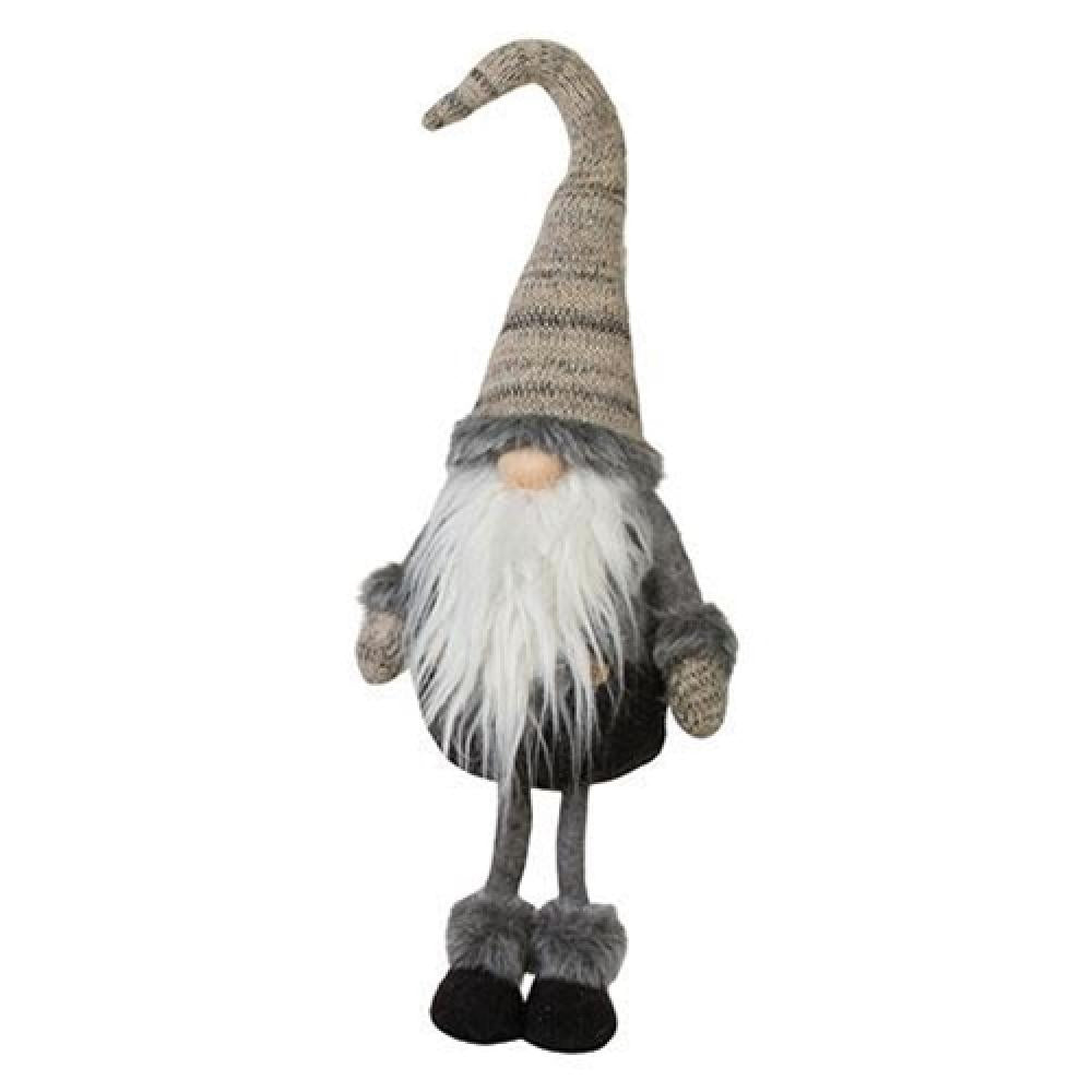 Small Standing Plush Gray Santa Gnome - Christmas Decoration for Home, Office & Holiday Party Decor