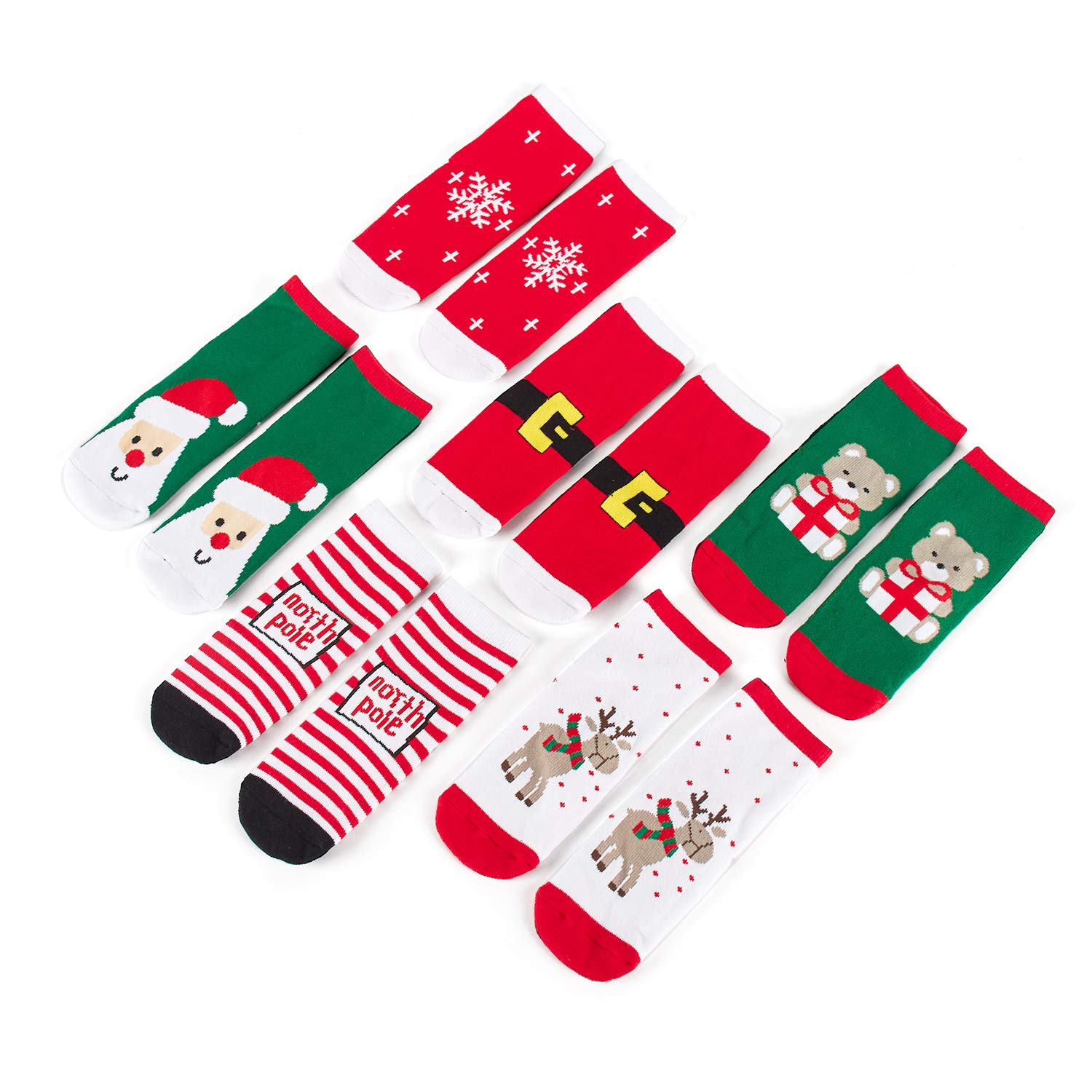 HowJoJo Boys & Girls Christmas Socks - Kids Warm Winter Thermal Cotton Crew Socks for Holiday Gifts, School & Family Gatherings