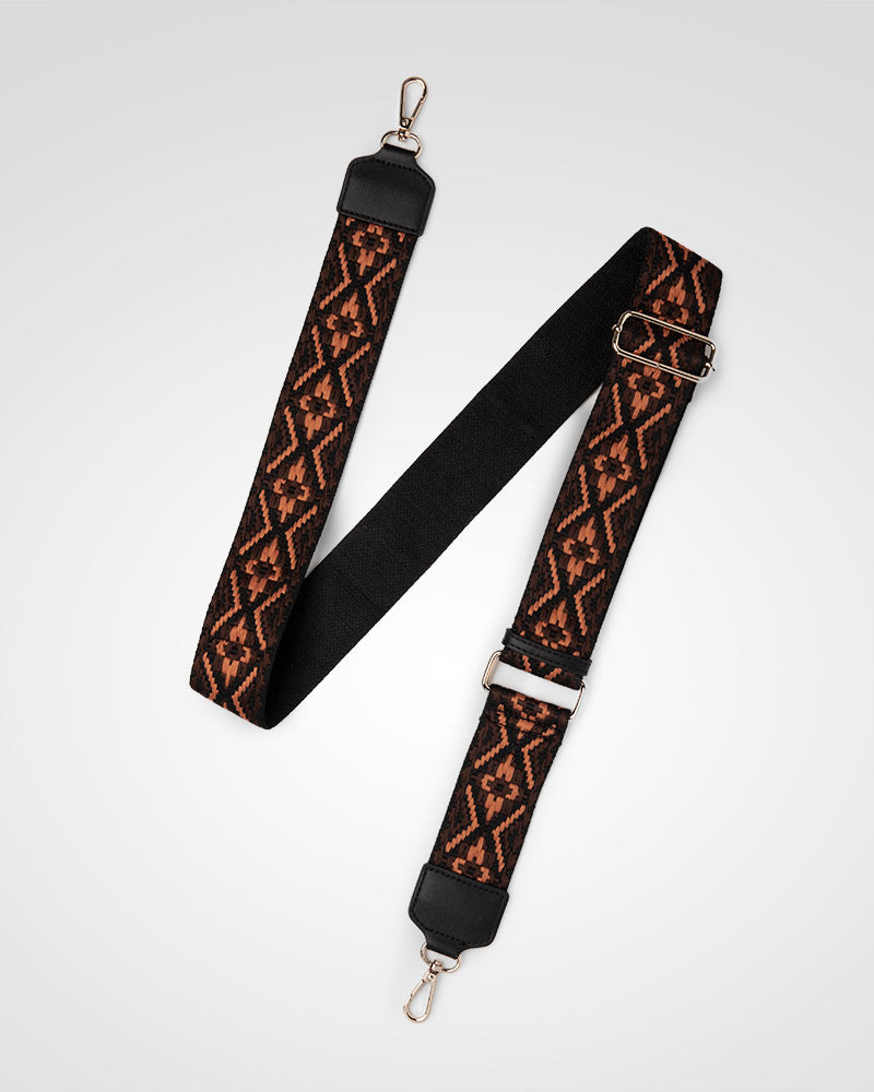 Charlotte Double Zip Crossbody Bag with Adjustable Aztec Print Strap - Stylish & Functional Purse for Women, Perfect for Travel, Work & Everyday Use