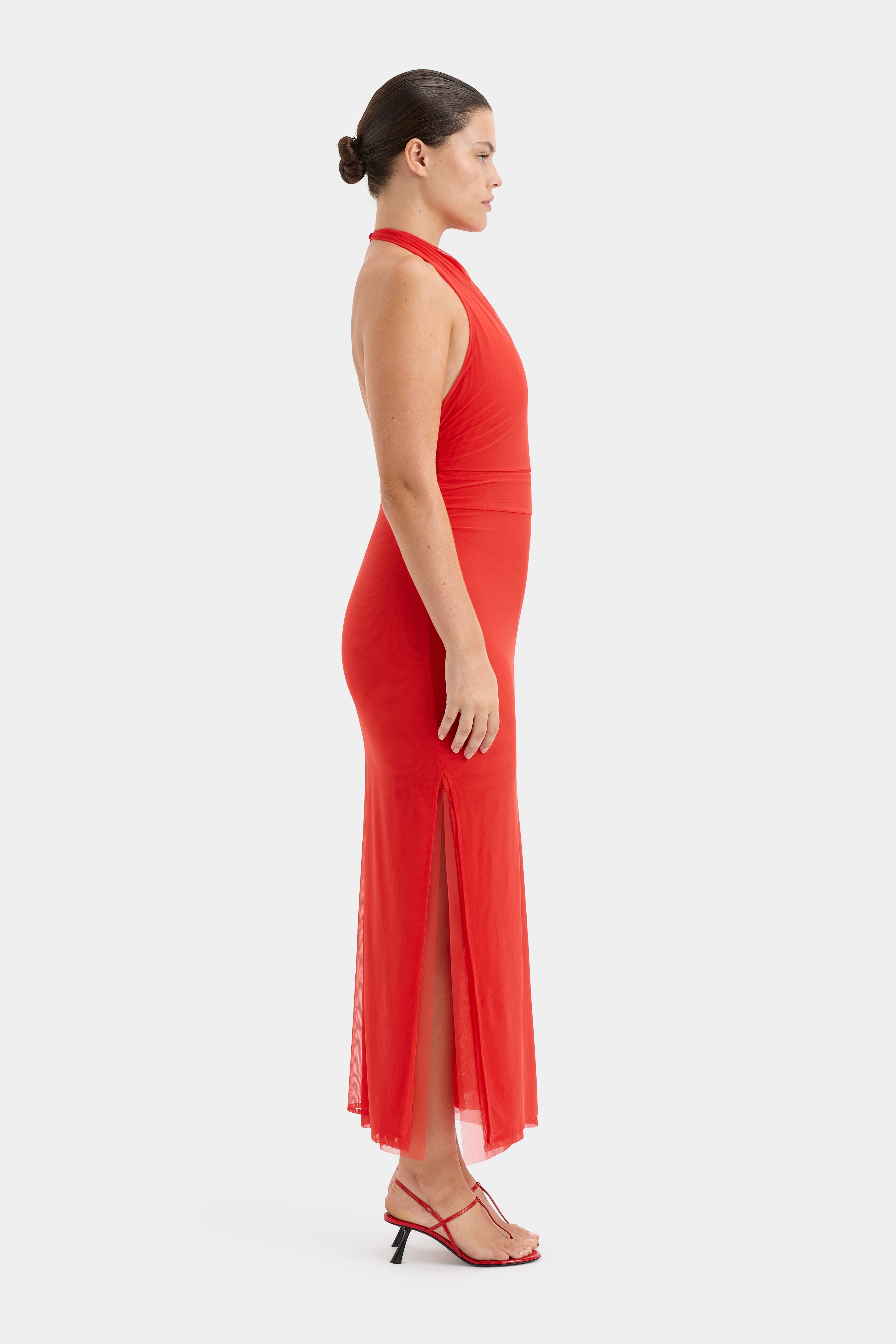 Jacques Mesh Halter Midi Dress - Elegant Summer Party Dress for Women, Beach Wedding Guest Outfit, Cocktail Evening Wear