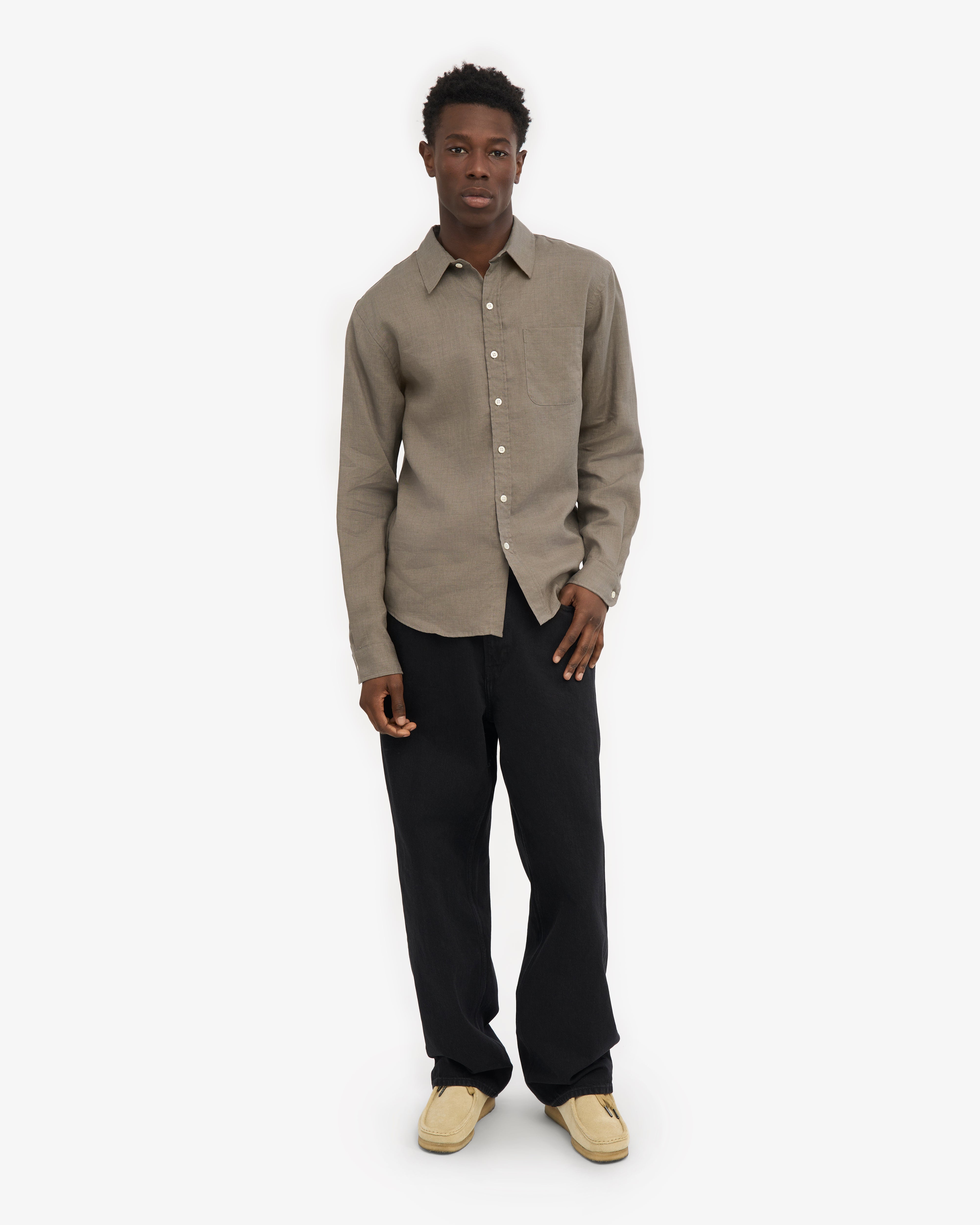 Premium Linen Shirt for Men - Breathable & Comfortable Dusty Olive Casual Button Down Shirt - Perfect for Summer, Beach, Travel & Outdoor Activities