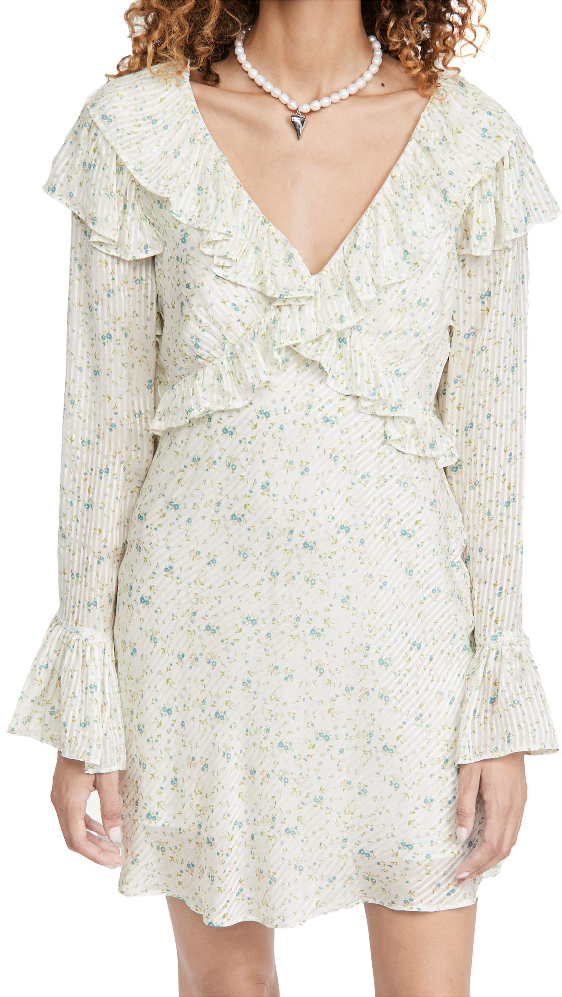 Free People Women's Sweetest Thing Mini Dress - Ivory Combo & Off White Floral Print | Size 2 | Perfect for Summer Weddings, Beach Vacations & Date Nights
