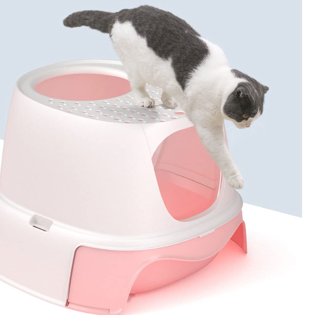 Top Entry Enclosed Cat Litter Box with Odor Control - Splash Proof Large Plastic Litter Tray with Drawer for Easy Cleaning | Perfect for Small Spaces & Multi-Cat Homes (Color A)