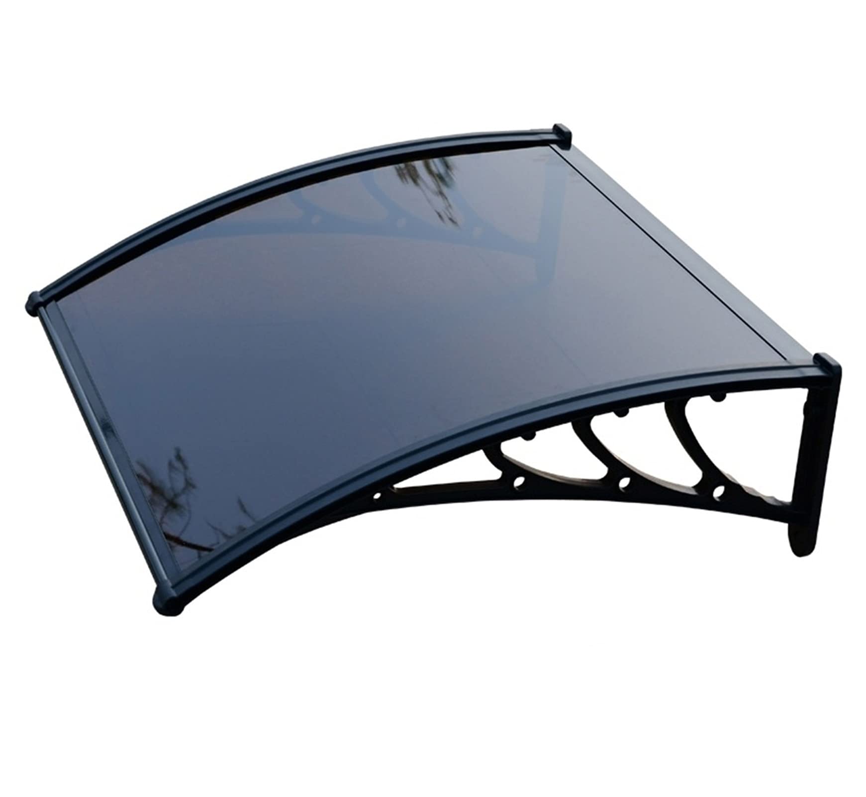 Black Polycarbonate Door Canopy & Window Awning - 80x100cm UV Rain Snow Protection - Outdoor Patio Cover for Home & Garden Shelter - Perfect for Porch, Deck, and Entryway Shade
