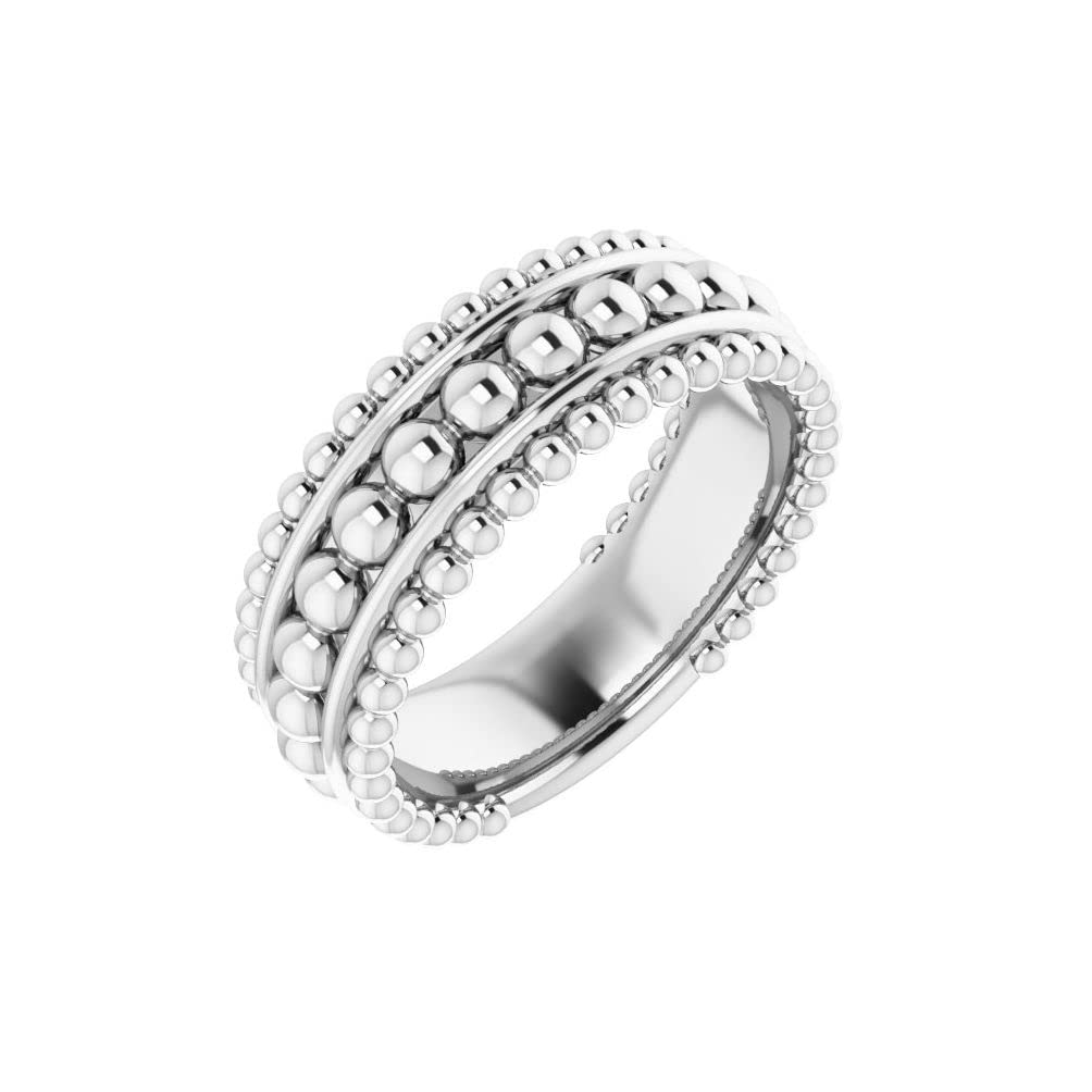Bonyak Sterling Silver Beaded Ring for Women - Size 7, Elegant Stackable Jewelry for Everyday Wear, Gift for Her, Wedding, Anniversary & Special Occasions