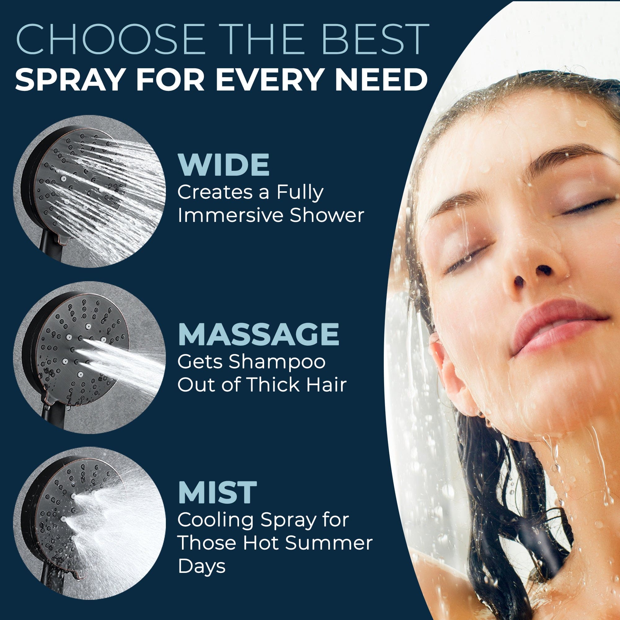 Premium All-Metal 3-Spray Dual Shower Head Combo - Handheld & Rainfall Showerhead - 2.5 GPM - Perfect for Bathroom Renovation & Spa-Like Experience