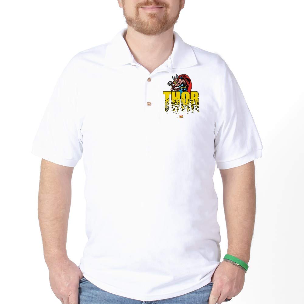 Thor Pixel Graphic Golf Polo Shirt for Men - Comfortable & Stylish Golf Apparel for Casual Wear, Work & Outdoor Activities