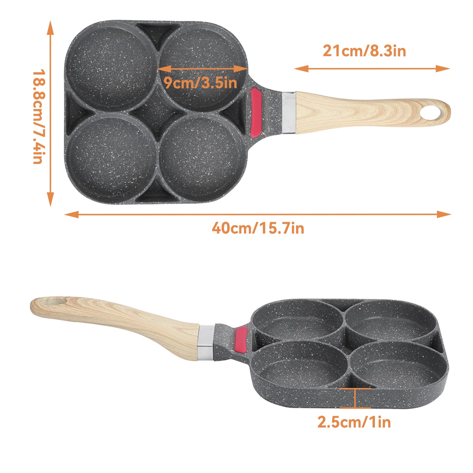 Nonstick 4-Hole Pancake Pan - Universal Aluminum Egg Frying Pan for Pancakes, Omelettes, Burgers & Crepes - Perfect for Breakfast, Brunch & Family Cooking