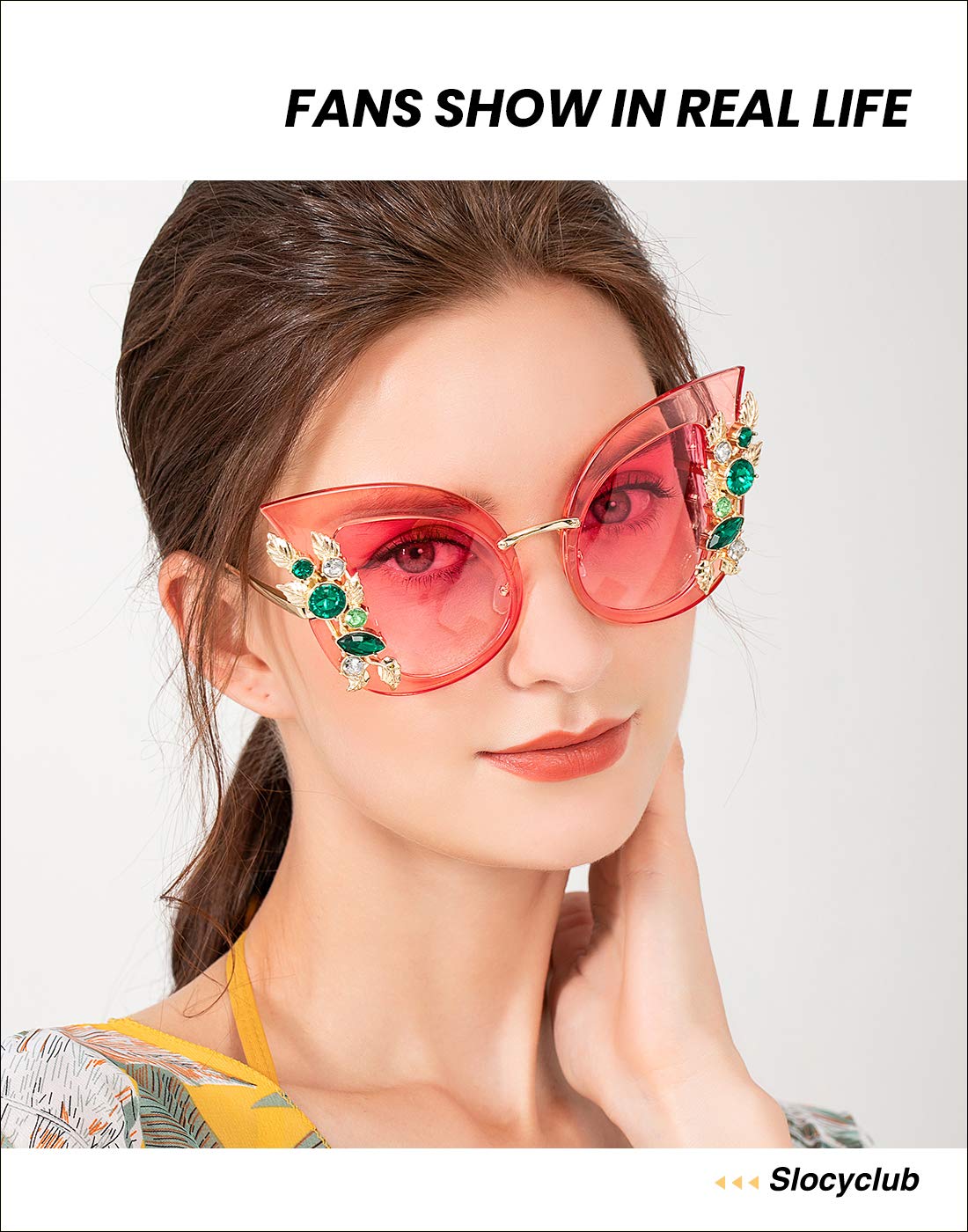 Slocyclub Jeweled Sunglasses for Women - Trendy Butterfly Shaped Oversized Frames with Rhinestone Accents | Perfect for Beach, Party & Summer Fashion Accessories