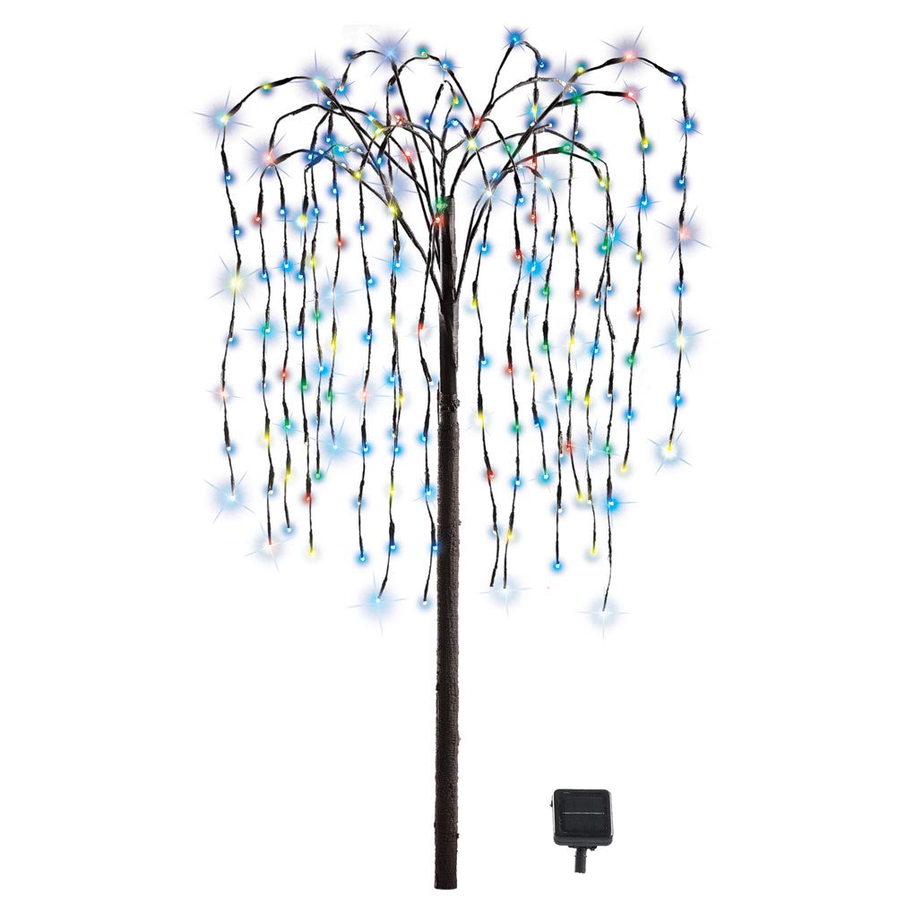 Solar-Powered LED Willow Tree with Adjustable Branches & Multi-Color Lights - Outdoor Decorative Solar Tree for Garden, Patio, and Yard Decor | Perfect for Landscape Lighting, Backyard Ambiance, and Evening Entertainment