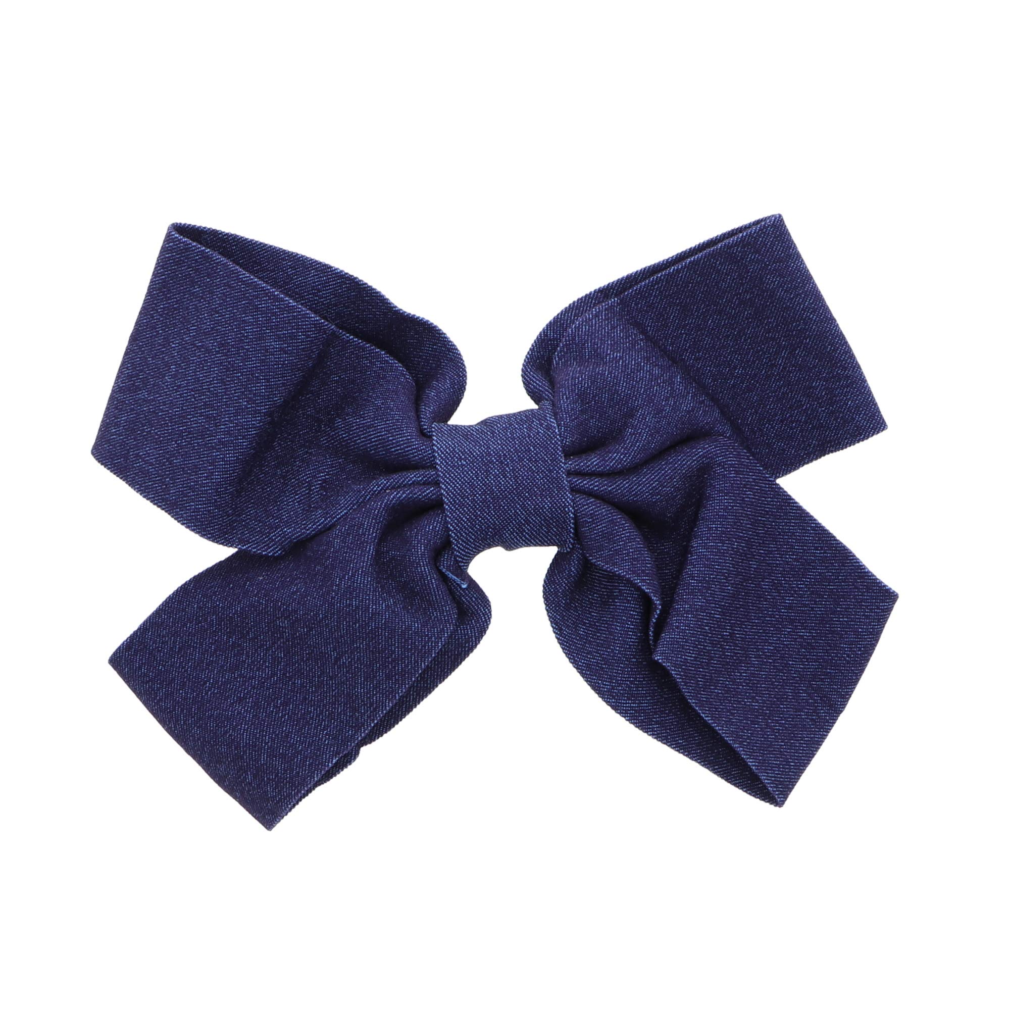 Denim Bow for Girls 7 inch - Dark Blue Hair Bow for Toddlers, Kids, and Teens - Perfect for School, Parties, and Special Occasions