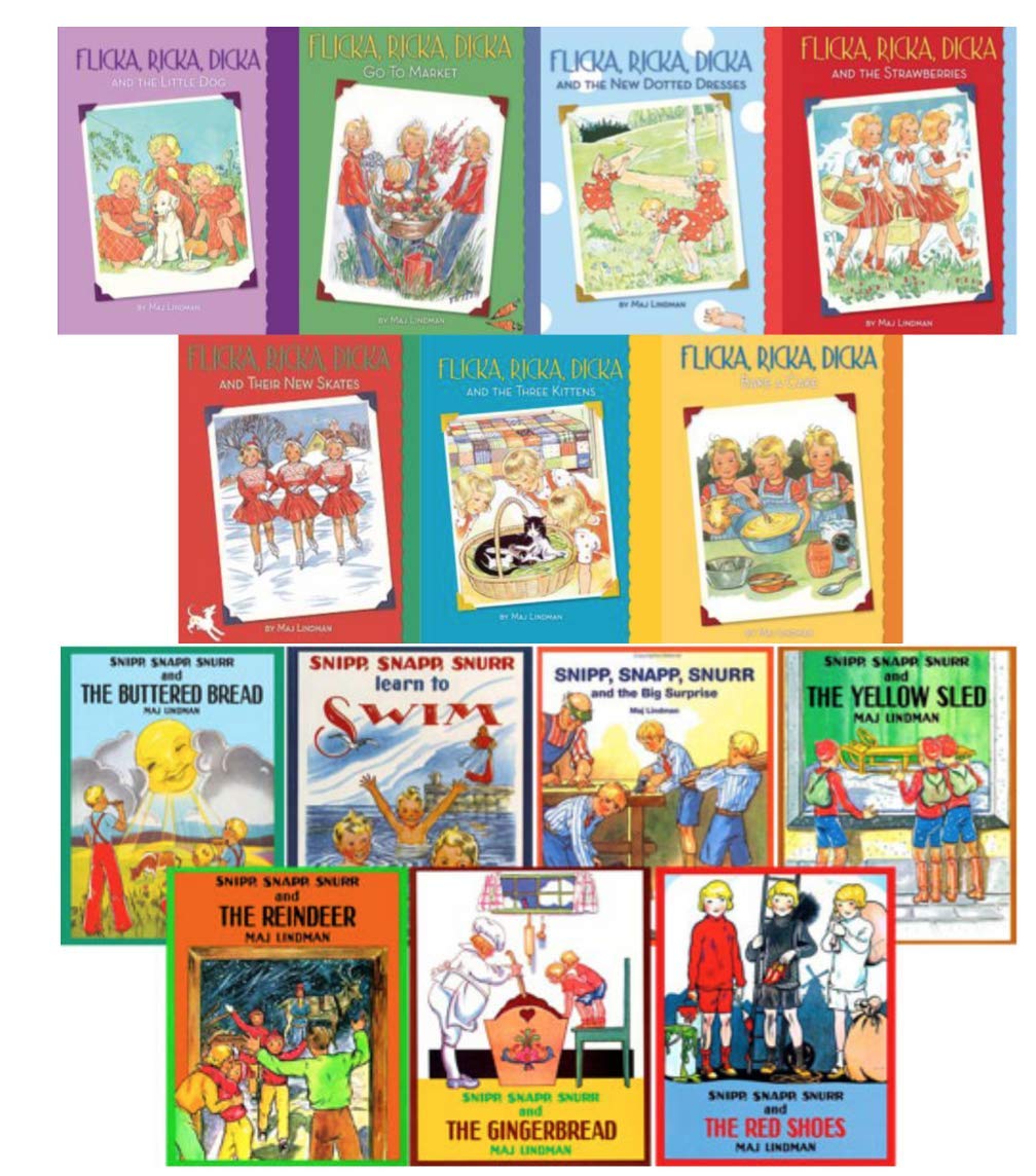 Swedish Triplet Picture Books: Flicka, Ricka and Dicka (7 Books) + Snipp, Snapp and Snurr (7 Books) - Complete Children's Book Sets for Early Learning & Bedtime Stories