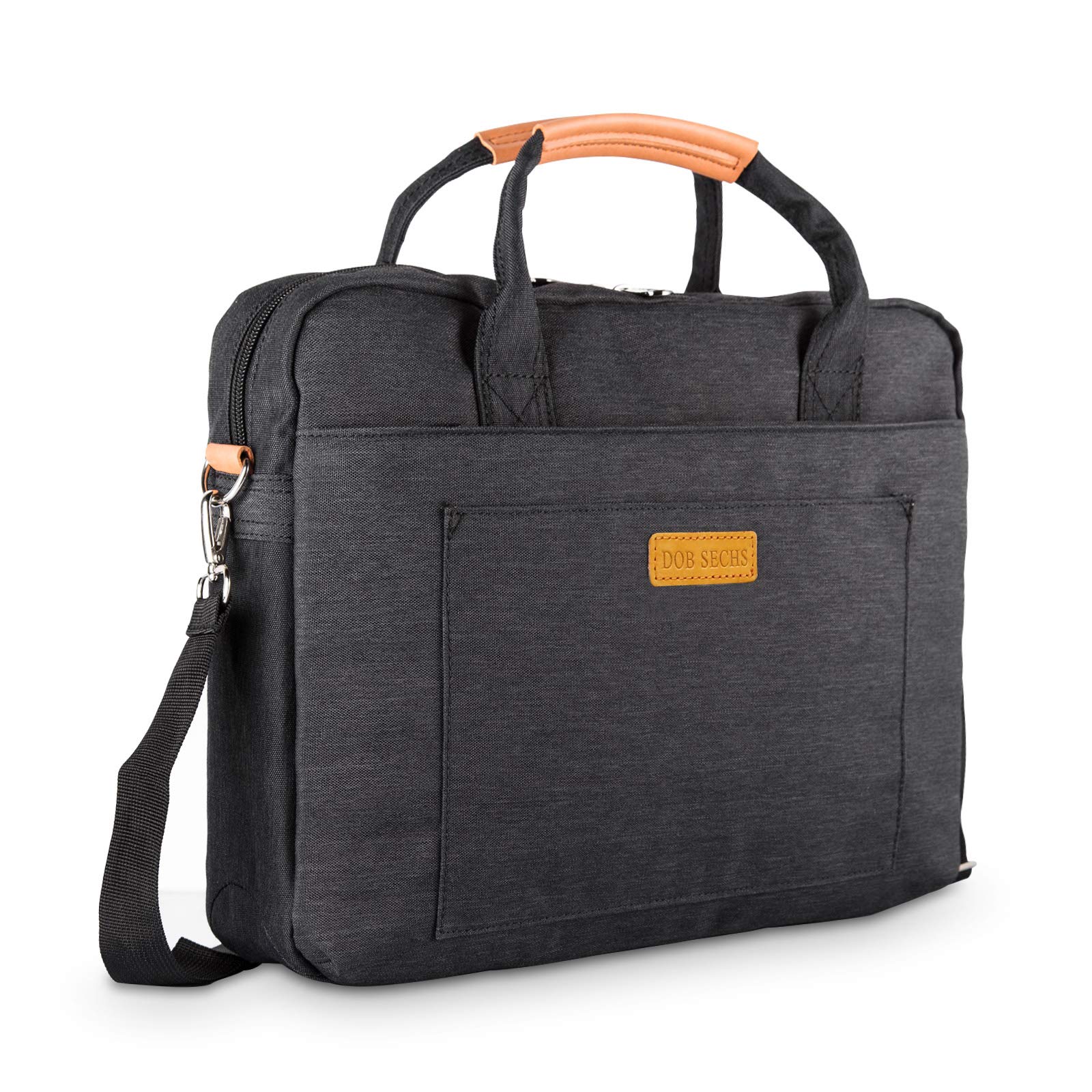 DOB SECHS 13.5-14.4 Inch Laptop Bag - Shockproof Business Computer Messenger Briefcase with Shoulder Strap for Women & Men, Black - Ideal for Work, Travel & School