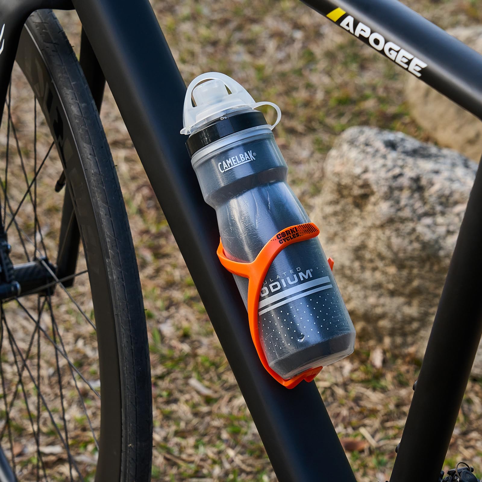 Corki Bike Water Bottle Cage - 2 Pack, Right Side Load for Road & MTB - Vibrant Orange | Cycling & Outdoor Sports