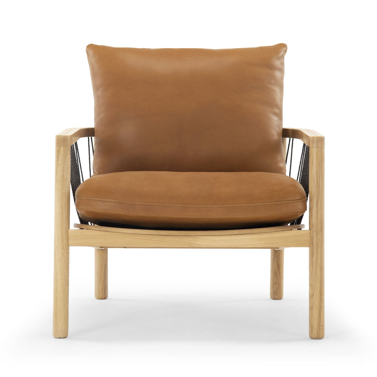 Premium Enzo Leather Armchair - Modern Genuine Leather Lounge Chair for Living Room, Office & Study - Comfortable Mid-Century Design with High-Quality Cushions