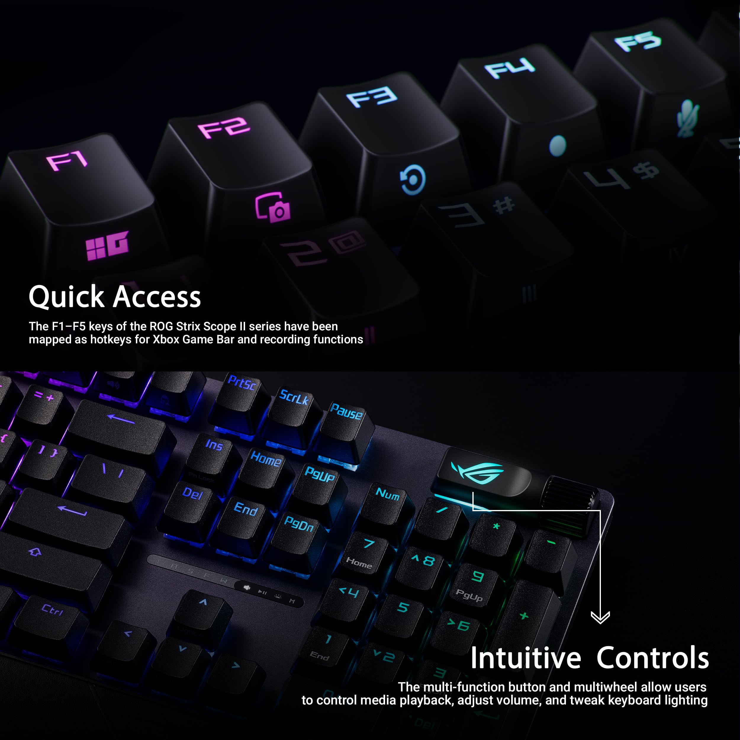 ASUS ROG Strix Scope II 96 Wireless Mechanical Gaming Keyboard - RGB Backlit, Hot-Swappable Switches, 2.4GHz/Bluetooth/USB Connectivity - Perfect for PC Gaming, Esports & Office Work