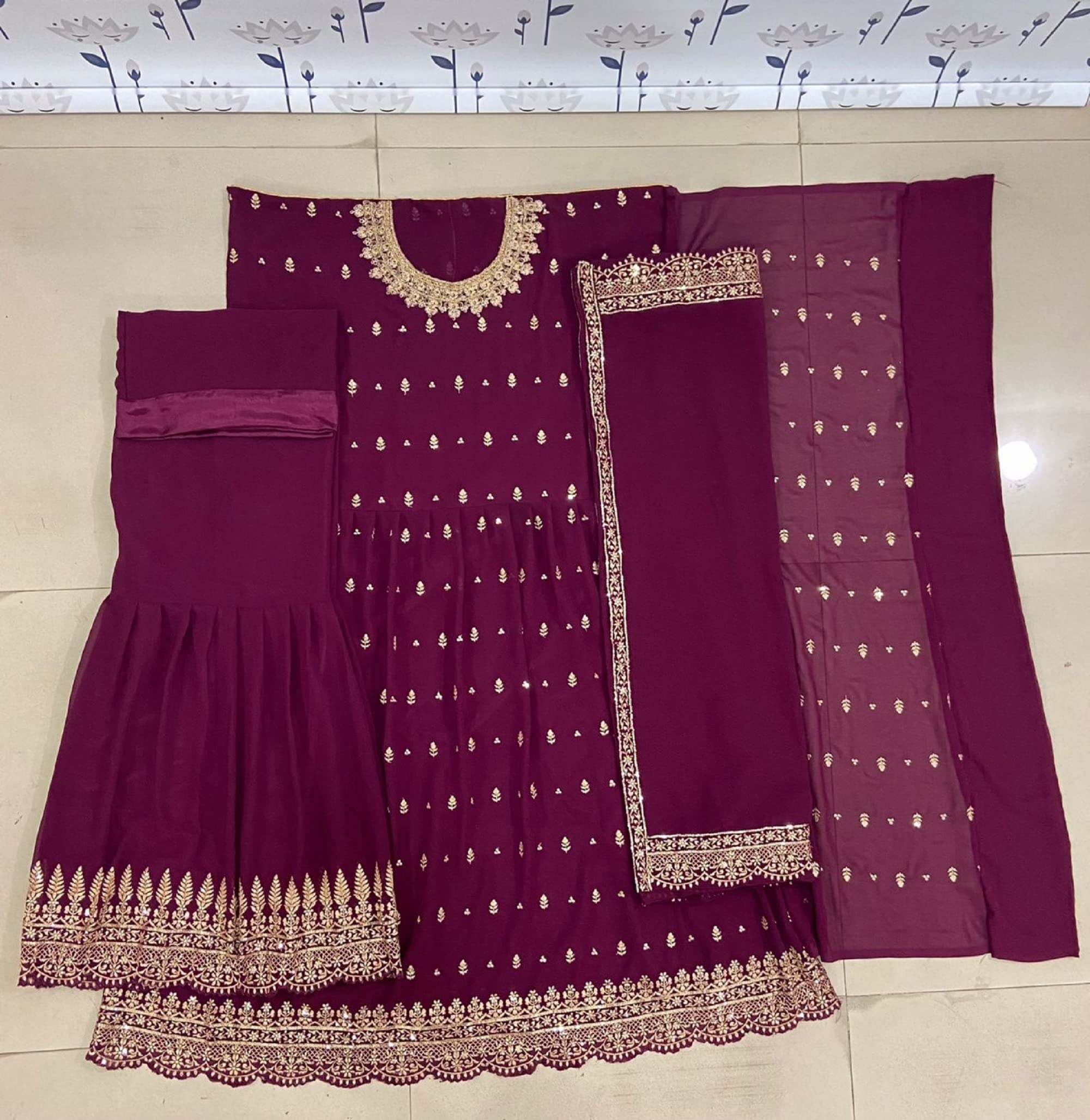 Elegant Pakistani Party Wear & Wedding Sharara Style Shalwar Kameez Palazzo Suits for Women - Perfect for Weddings, Festivals & Special Occasions