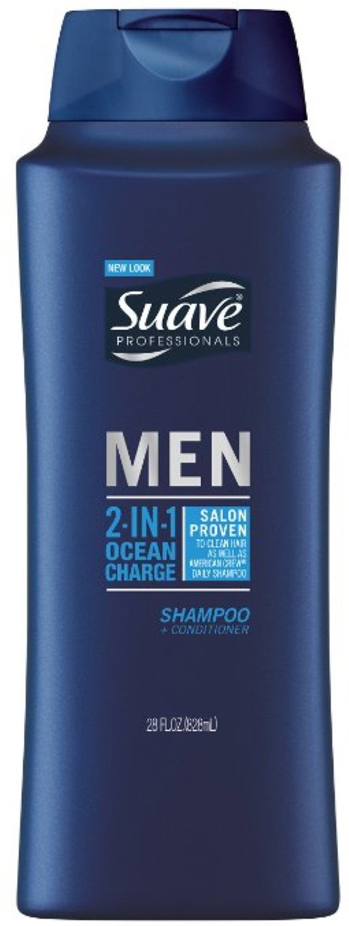 Suave Men 2-in-1 Shampoo & Conditioner with Ocean Charge Scent - 28 oz (Pack of 12) - Hydrating Hair Care for Men - Perfect for Gym, Travel & Daily Use