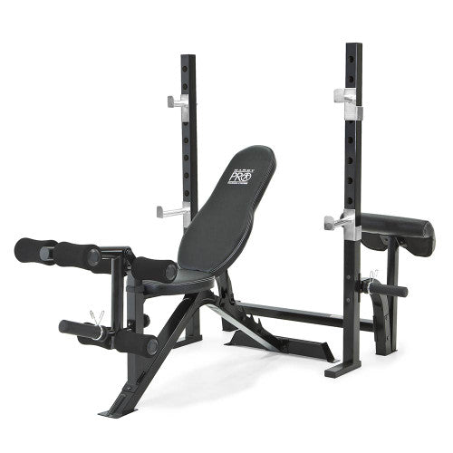 Marcy Pro 2-Piece Olympic Weight Bench with Walk-In Squat Rack - PM 842 for Home Gym Strength Training & Powerlifting Workouts