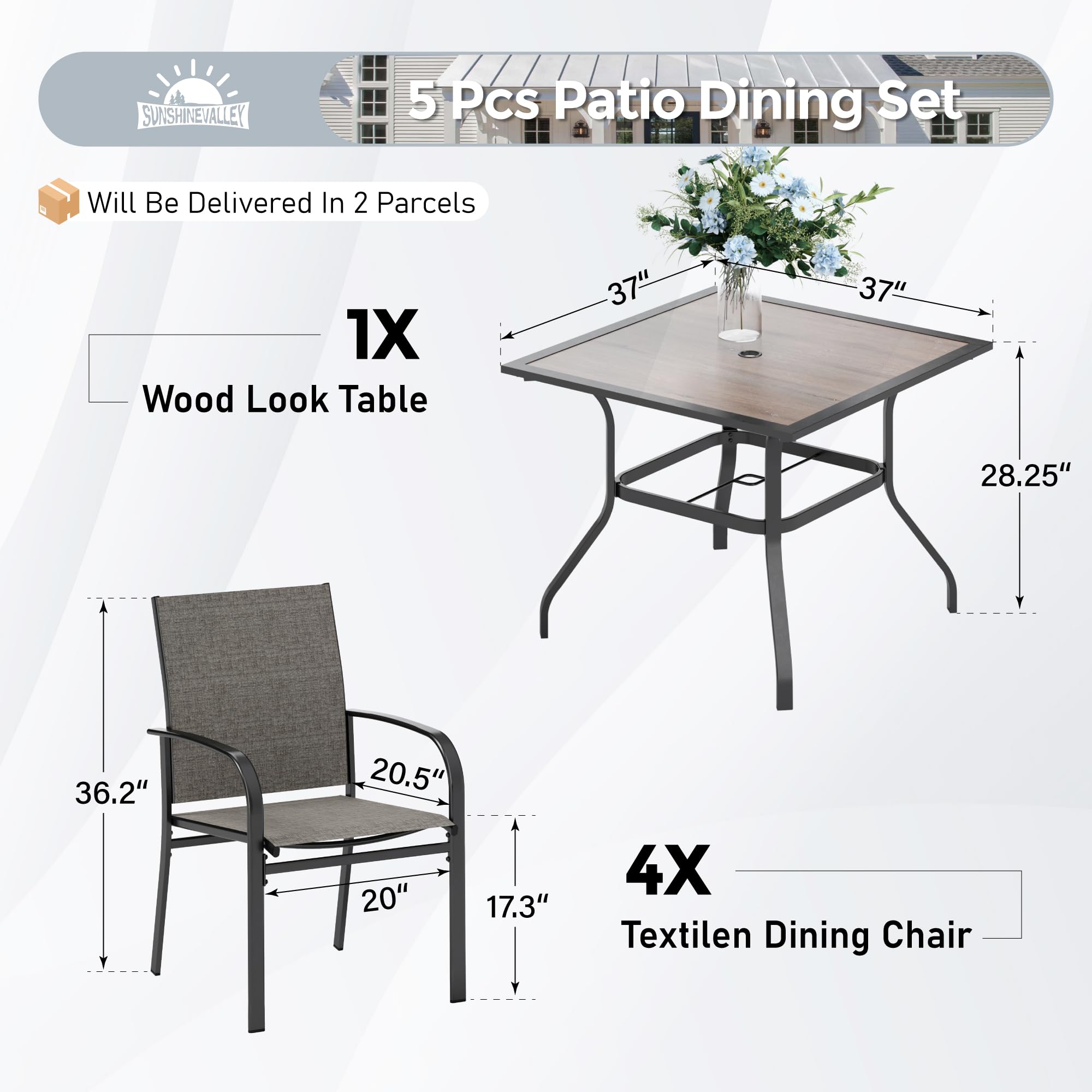 5-Piece Outdoor Patio Dining Set for 4 - 37