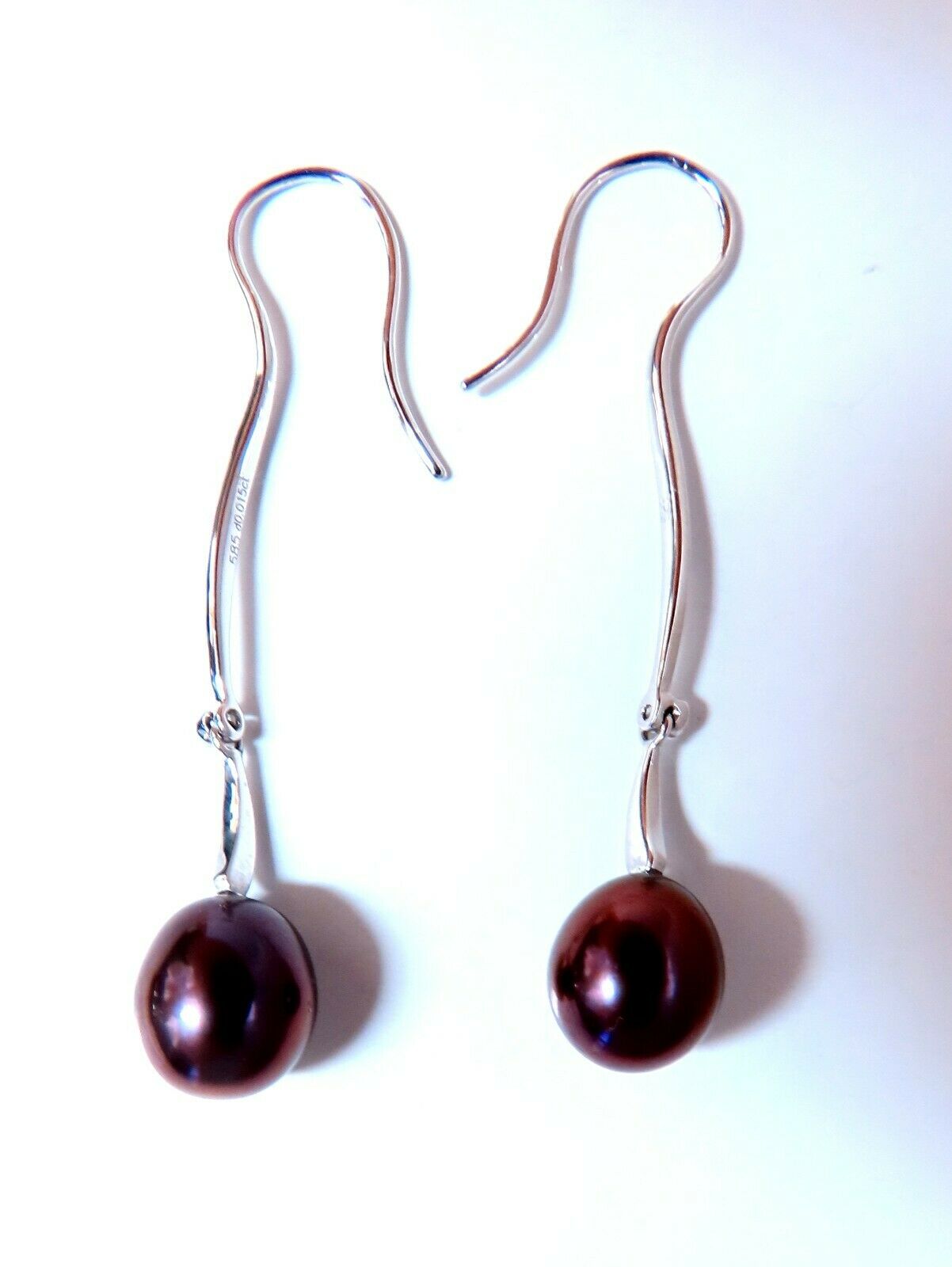 8mm Dangling Freshwater Pearl Earrings in 14K Gold - Elegant Jewelry for Women, Perfect for Weddings, Parties & Special Occasions