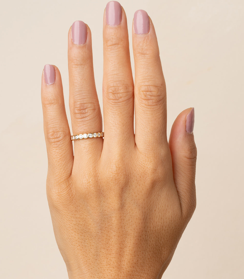 Aura Diamond Eternity Band Wedding Ring for Women - 14K White Gold Stackable Bridal Ring Set, Perfect for Engagement, Anniversary & Everyday Elegance