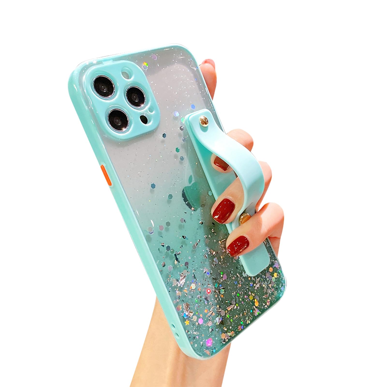 Sparkle Clear TPU Case with Wrist Strap & Kickstand for iPhone 11 Pro Max 6.5