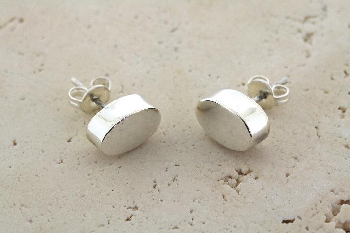 Sterling Silver Oval Cylinder Stud Earrings for Women - Elegant & Hypoallergenic Jewelry for Everyday Wear & Special Occasions