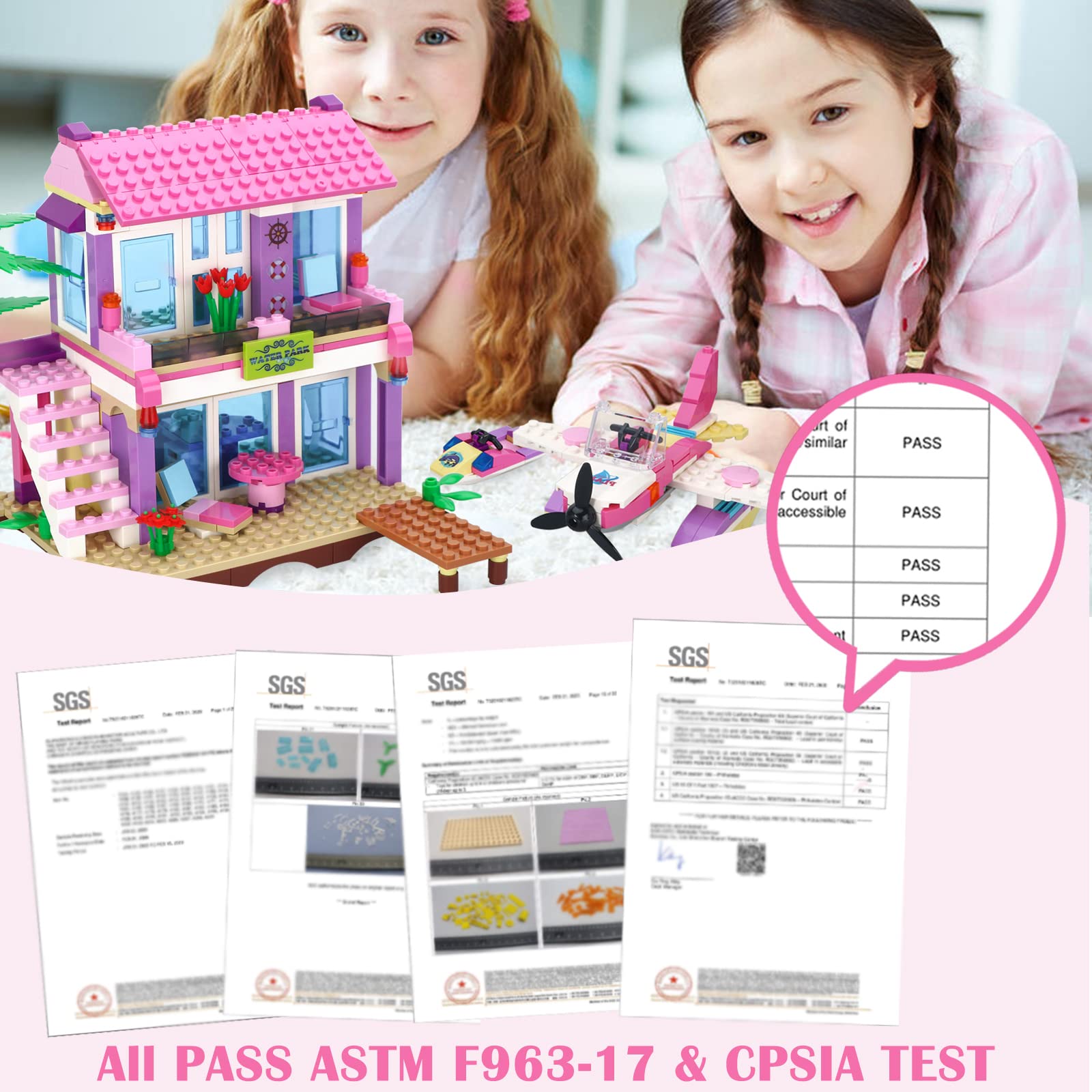 Dream Girls Beach House Building Blocks Set - 423Pcs Friends Seaside Villa with Plane & Jet Ski, Creative Construction Toy for Kids Ages 6-12 | Perfect for Birthday Gifts, STEM Learning & Imaginative Play