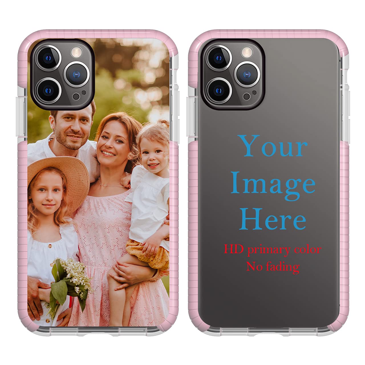 Custom Personalized iPhone 12 Pro Max Phone Case with Photo/Text/Name - Anti-Scratch, Shock-Resistant Soft TPU Protective Cover (Pink) - Perfect for Everyday Use, Travel & Gift Giving