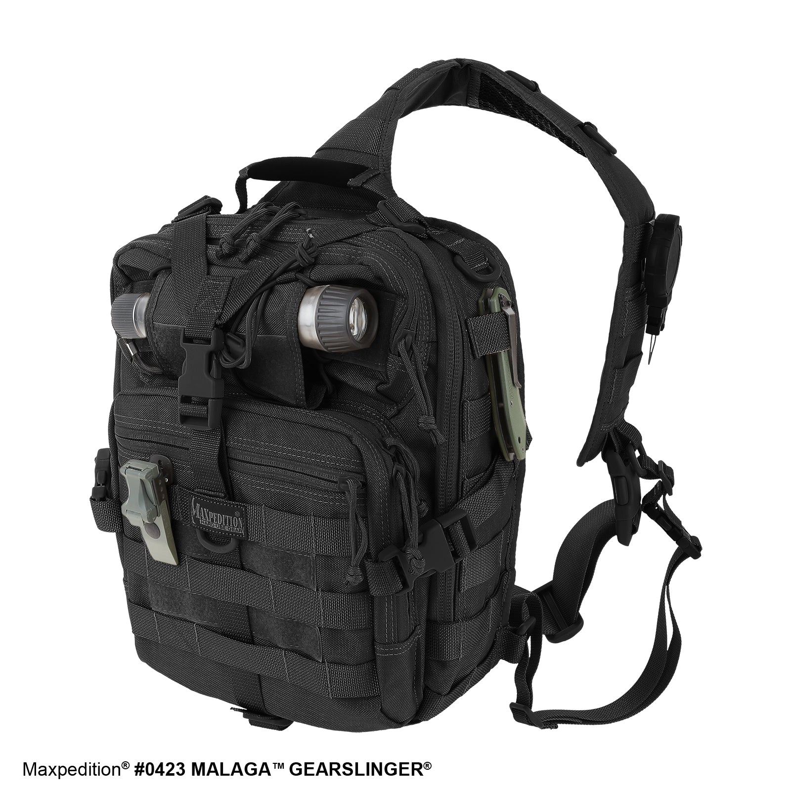 Malaga Gearslinger Backpack (Black) - Durable & Stylish Hiking & Travel Backpack for Outdoor Adventures & Daily Commute