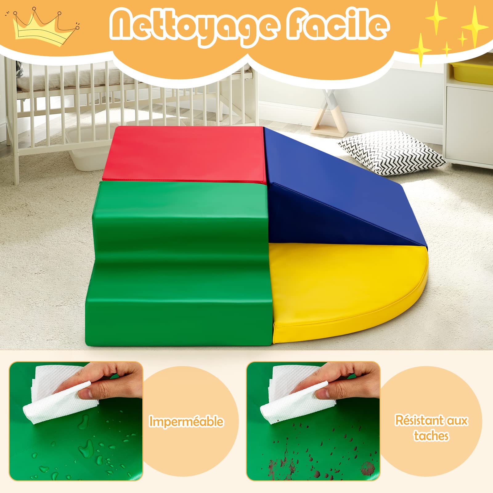DREAMADE Kids Building Blocks Set with Stairs & Slide - Educational STEM Toys for Toddlers, Various Shapes & Colors - Perfect for Home Play & Kindergarten Learning Activities (Multicolor)