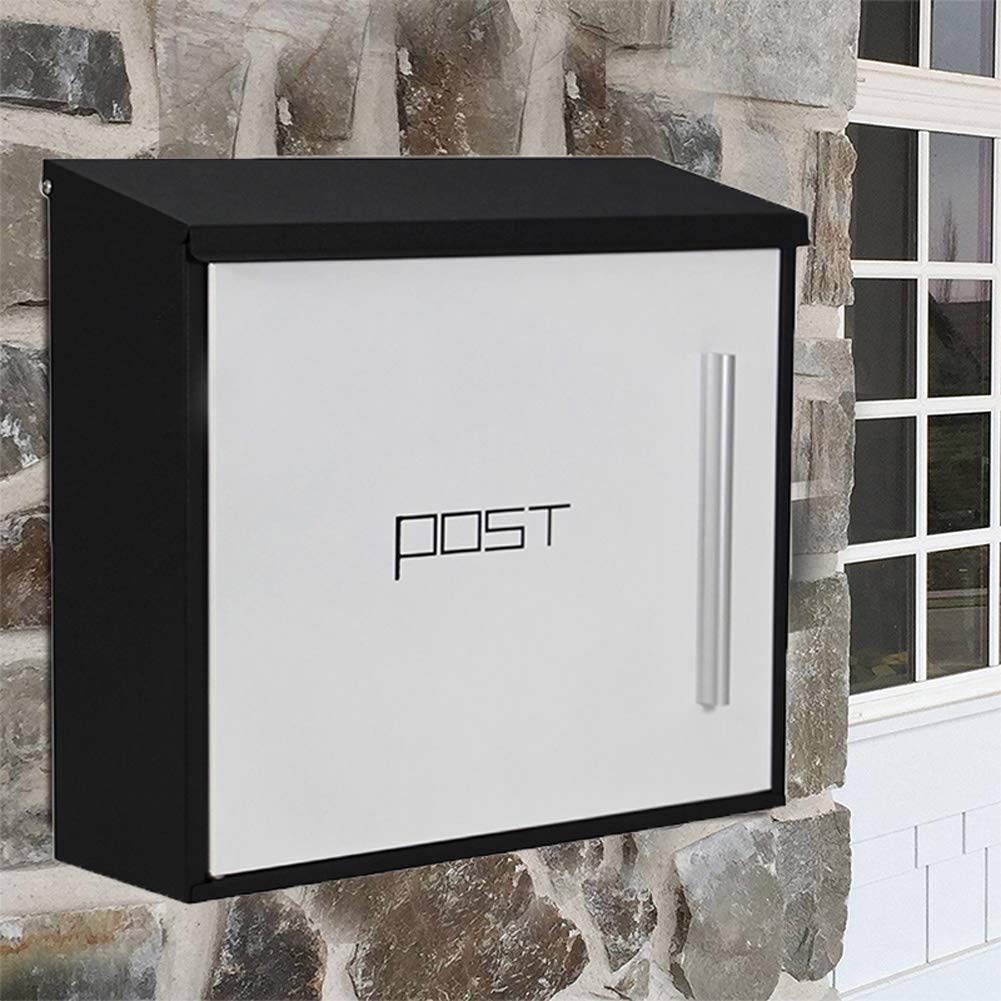 Outdoor Wall Mounted Mailbox with Lock - Wrought Iron Rustproof Letter Box in White | Perfect for Homes, Apartments & Offices