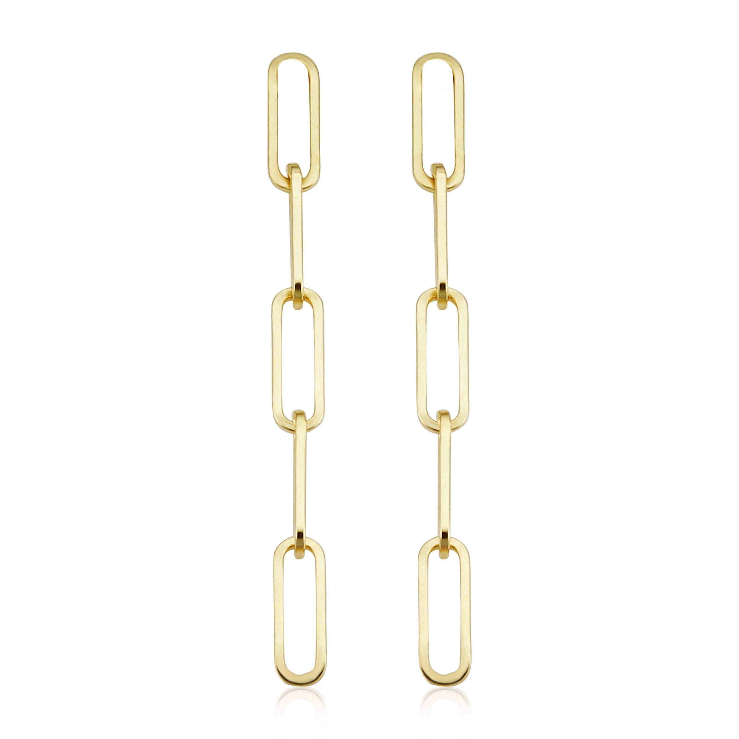 14K Yellow Gold Paper Clip Chain Dangle Earrings - 1.6 Inch Trendy Minimalist Hoop Earrings for Women | Perfect for Everyday Wear, Parties & Special Occasions