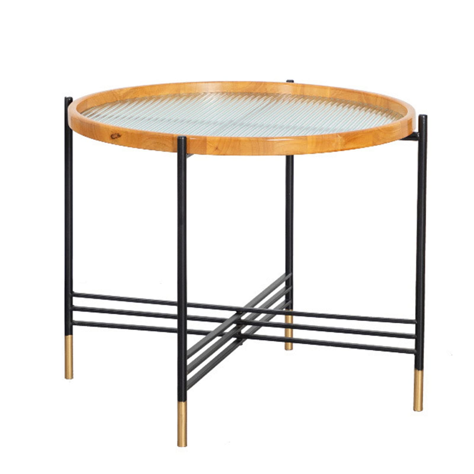 Round Metal Frame Glass Side Table - 65x52cm Sofa Coffee Table for Living Room, Bedroom, Balcony & Terrace - Perfect for Drinks, Books & Decor