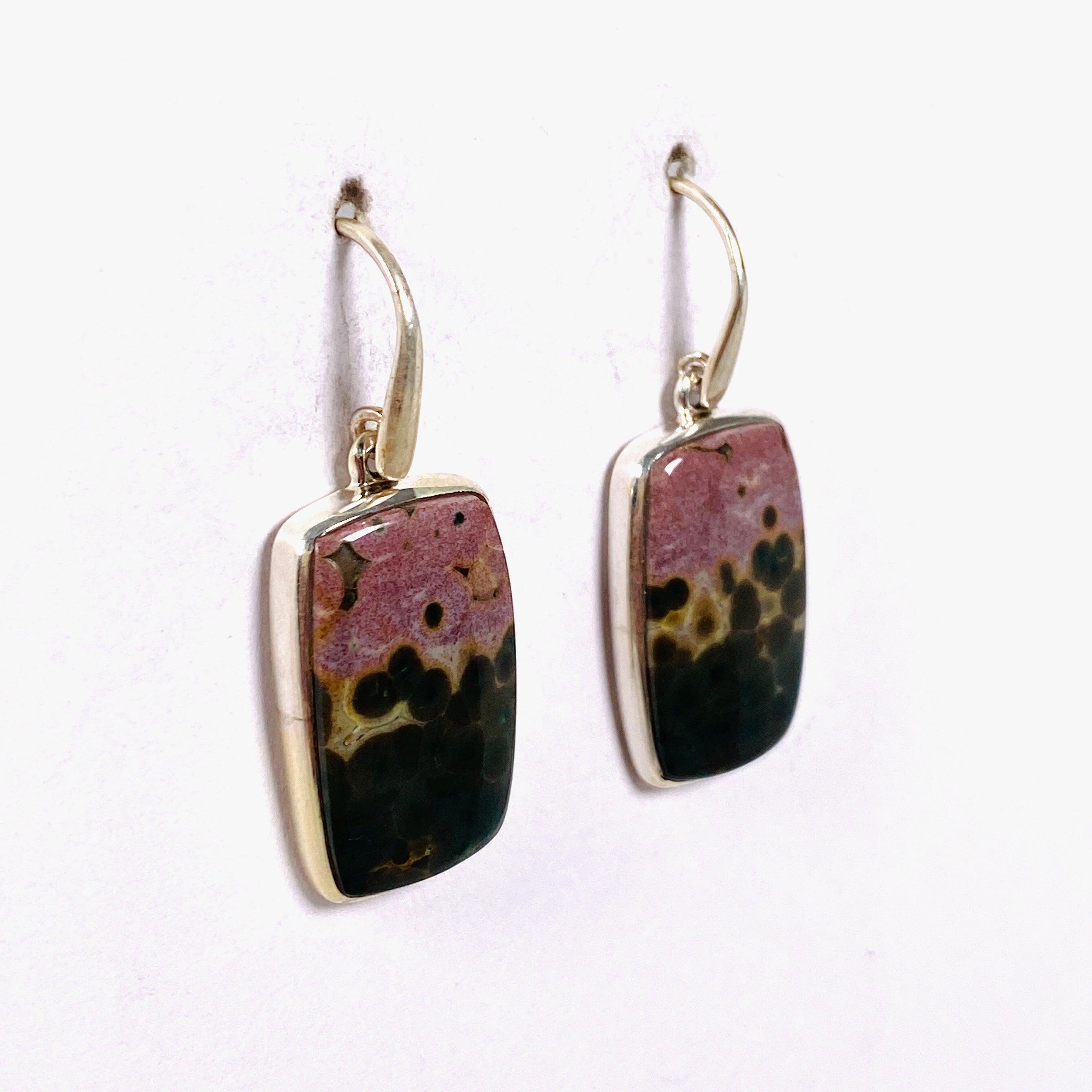 Ocean Jasper Rectangle Earrings for Women – Natural Stone Dangle Earrings – Boho Chic Jewelry Gift for Her – Perfect for Parties, Weddings & Everyday Wear