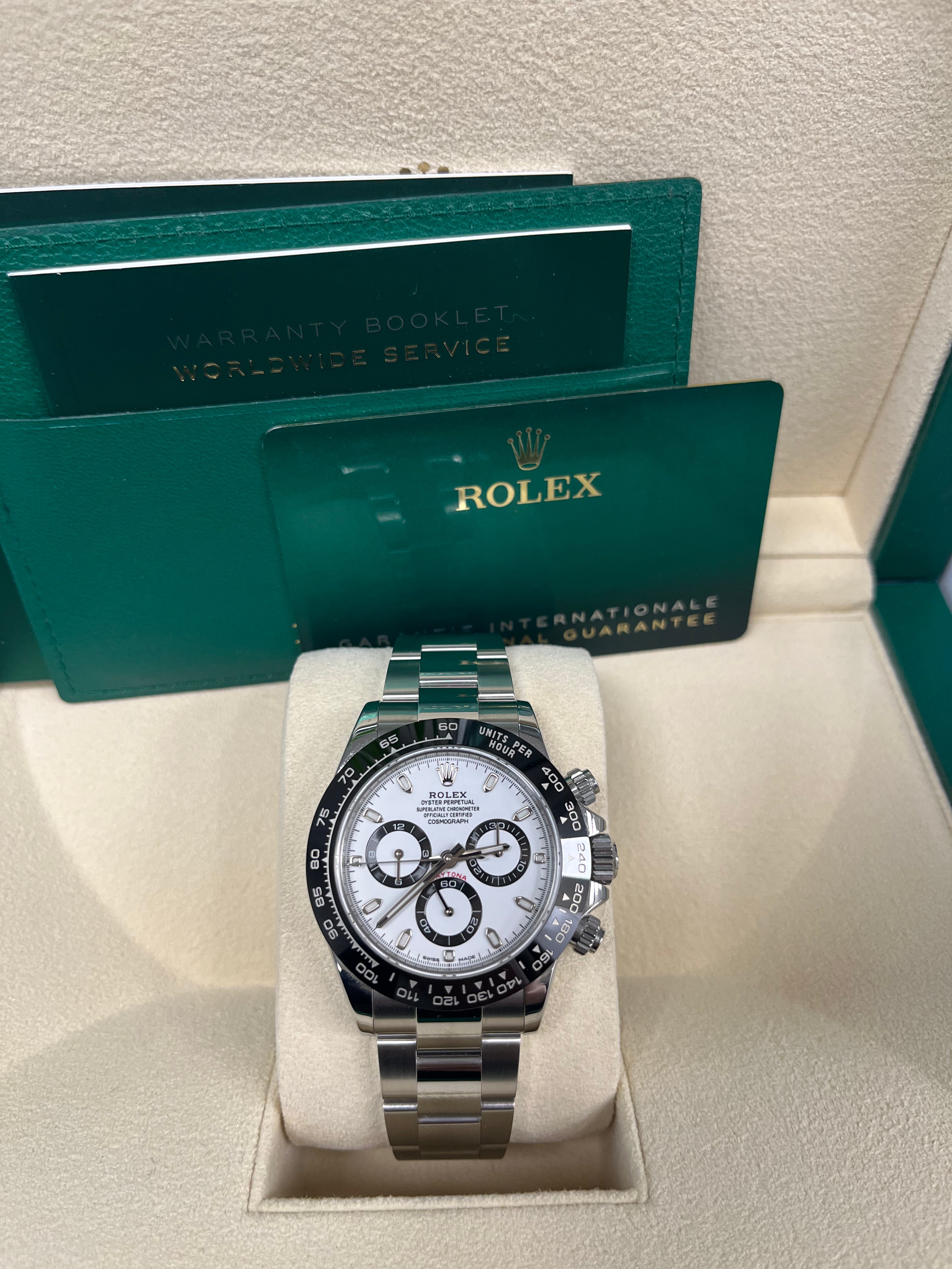 Rolex Daytona 40mm Stainless Steel Watch - White Panda Index Dial & Ceramic Bezel (Ref# 116500LN) | Luxury Chronograph for Men, Perfect for Business, Racing & Special Occasions