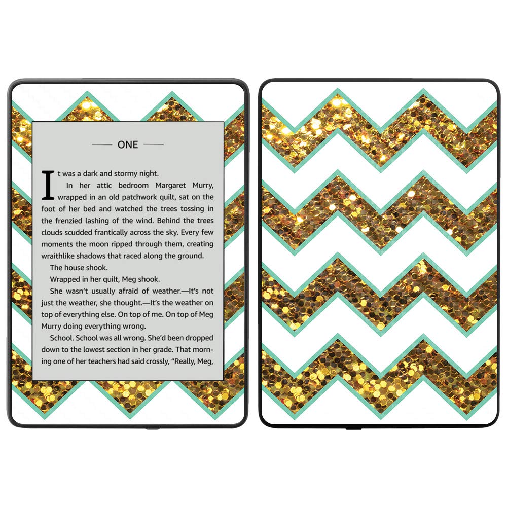 Premium Carbon Fiber Skin for Amazon Kindle Paperwhite 2018 (10th Gen) - Aqua Chevron Design | Waterproof Protective Cover with Durable Textured Finish | Easy Application & Removal | Made in USA | Perfect for Travel, Reading & Outdoor Use