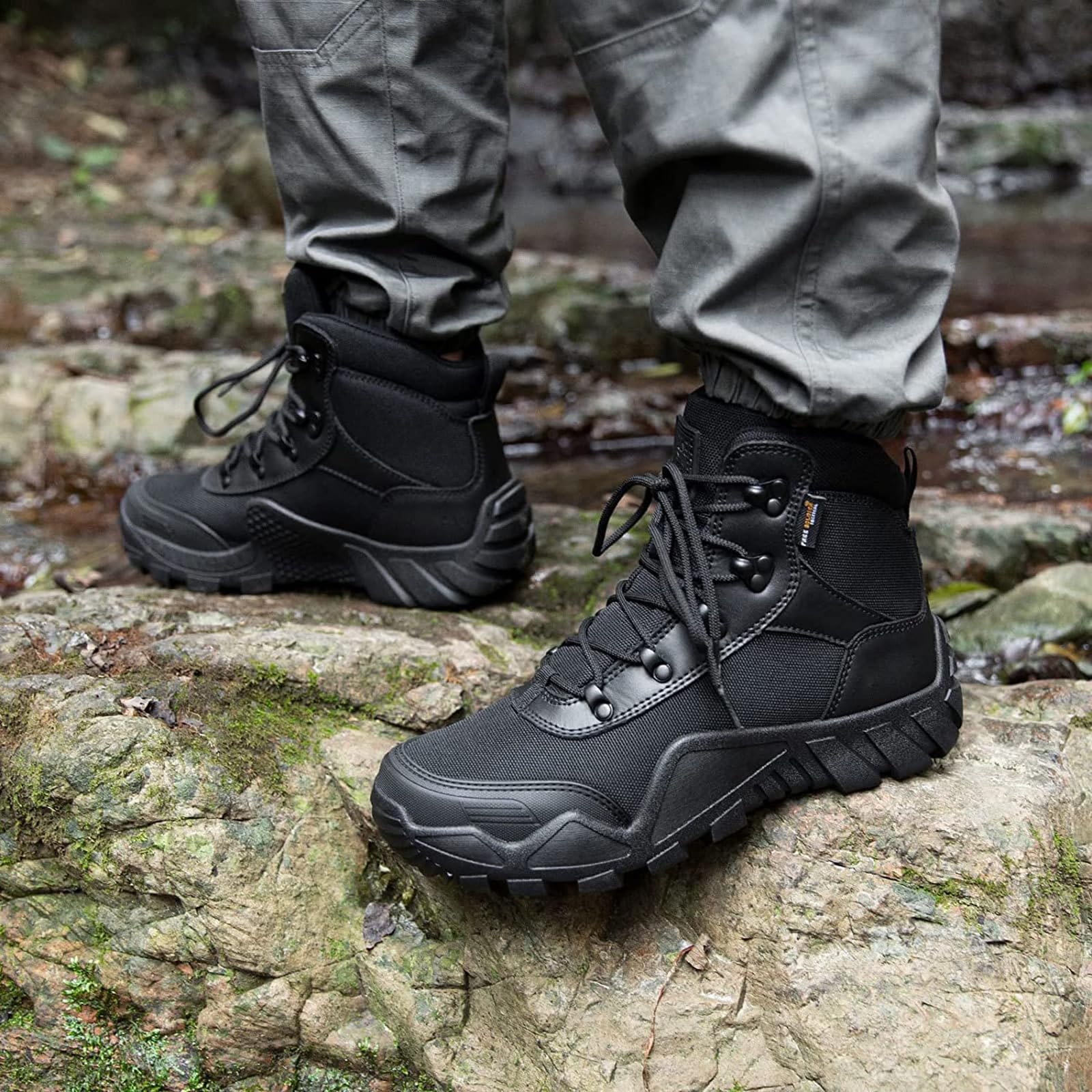 FREE SOLDIER Men's Waterproof Hiking Boots - Tactical Military Work Boots for Outdoor Adventures, Lightweight & Durable - Perfect for Camping, Hunting, and Hiking