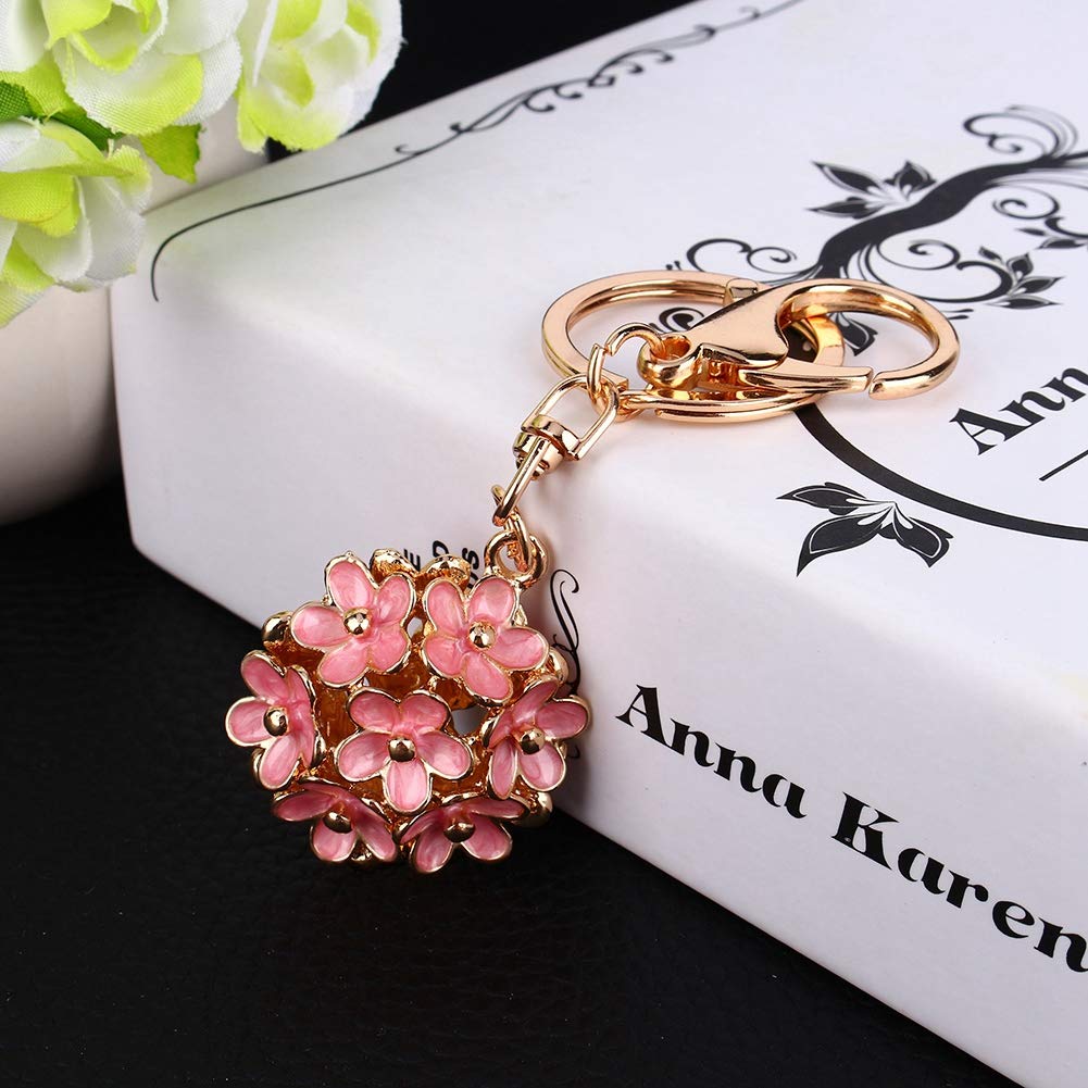 3.93 Inch Floral Alloy Keychain for Women - Elegant Flower Ball Key Ring for Car Keys | Perfect Christmas Gift for Girlfriend, Wife & Daughter | Great for Everyday Use, Key Organization & Gift Giving