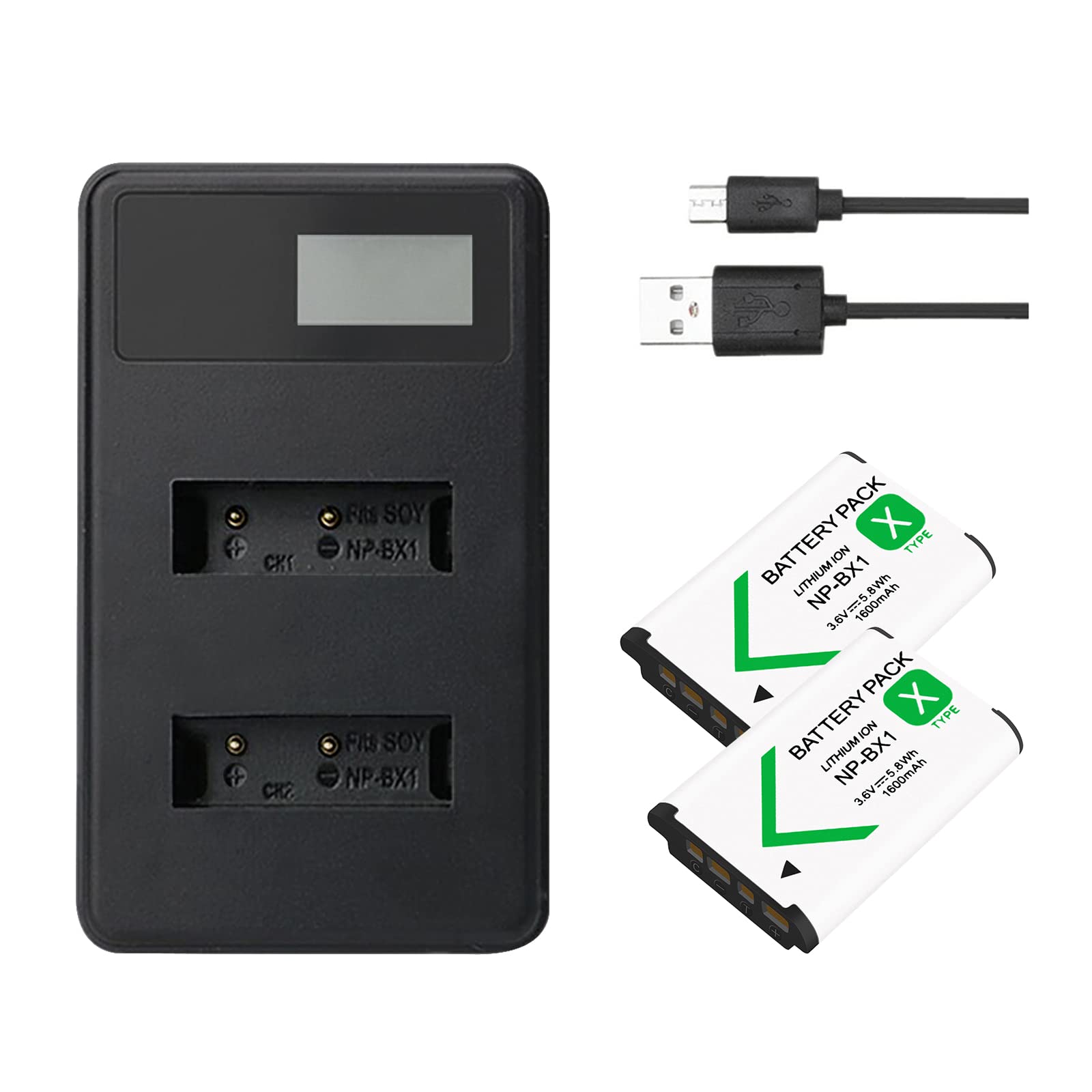 NP-BX1 Battery and Dual Charger Kit - 2 Pack Replacement Batteries with Intelligent Charger for Sony DSC-RX100 III, HDR-CX405, HDR-CX440, HDR-AS20 Cameras - Perfect for Travel, Vlogging & Extended Photography Sessions