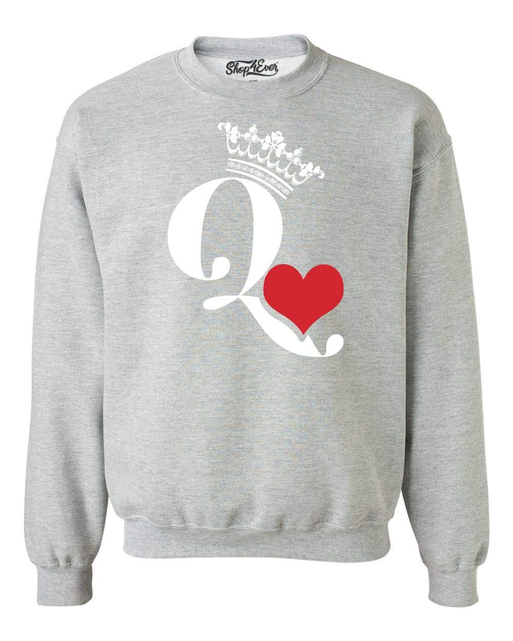 Queen of Hearts Graphic Crewneck Sweatshirt for Women | Vintage Style Cotton Pullover | Casual Streetwear & Valentine's Day Outfit