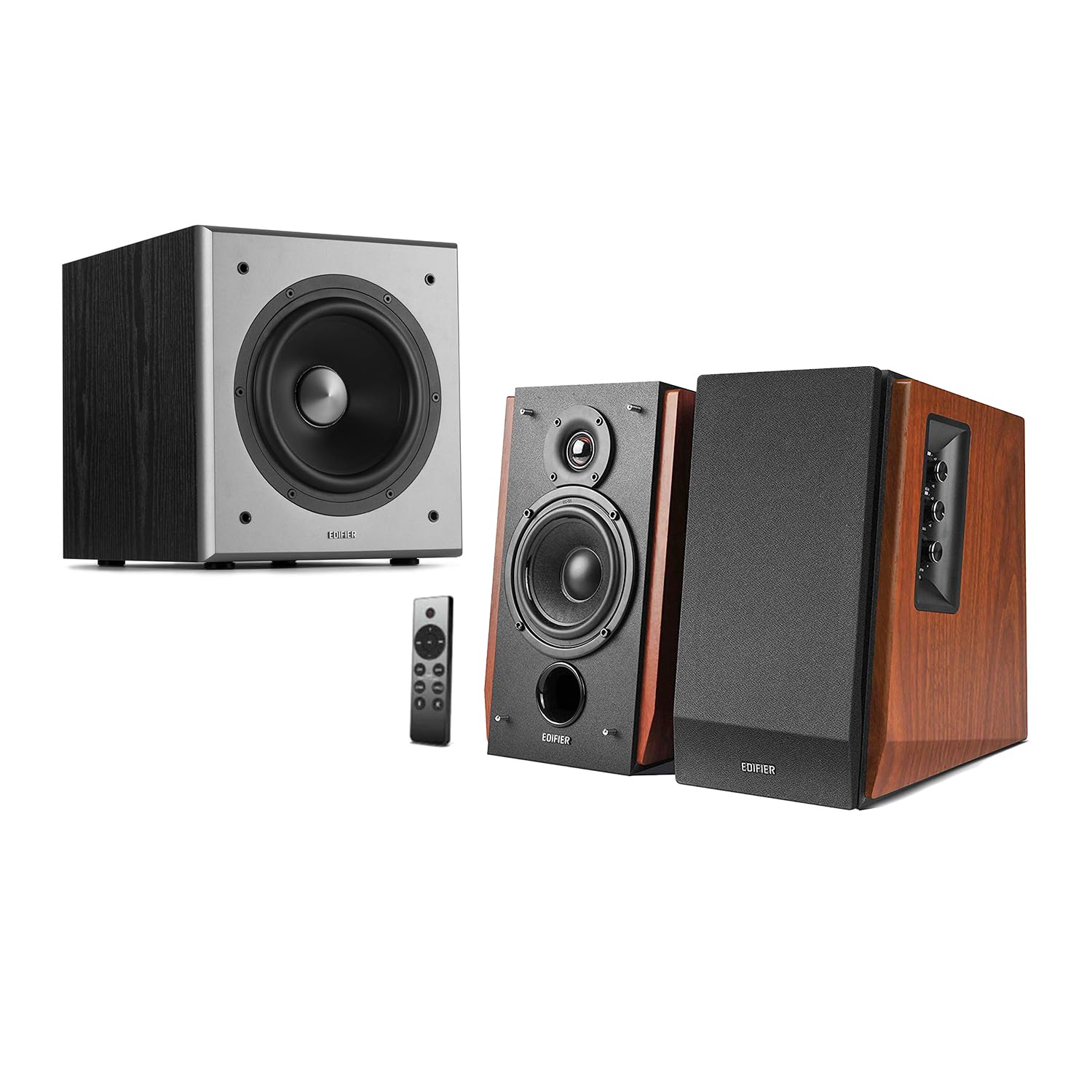 EDIFIER R1700BTs Active Bluetooth Bookshelf Speakers with Sub-out - Premium Wooden Design & T5 Active Subwoofer - Perfect for Home Theater, Gaming & Music Listening
